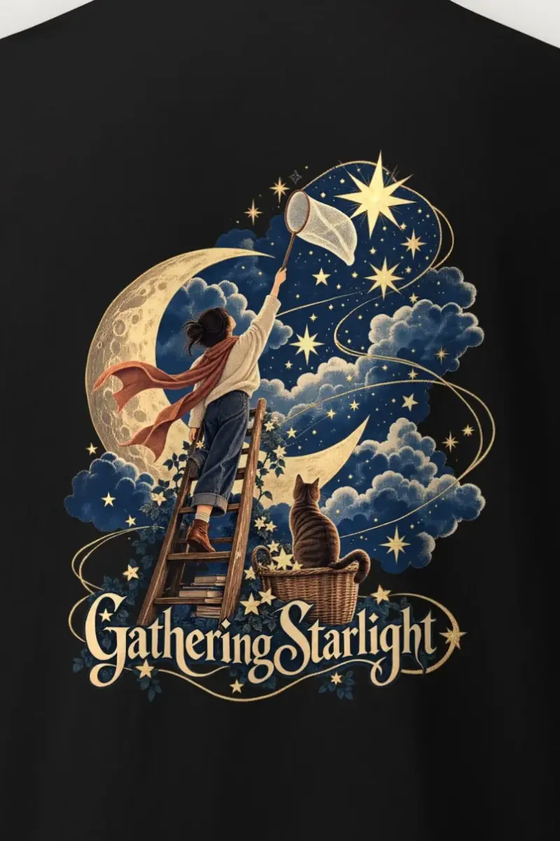 "Moonlit Ladder" Heavyweight Unisex Crewneck T-shirt