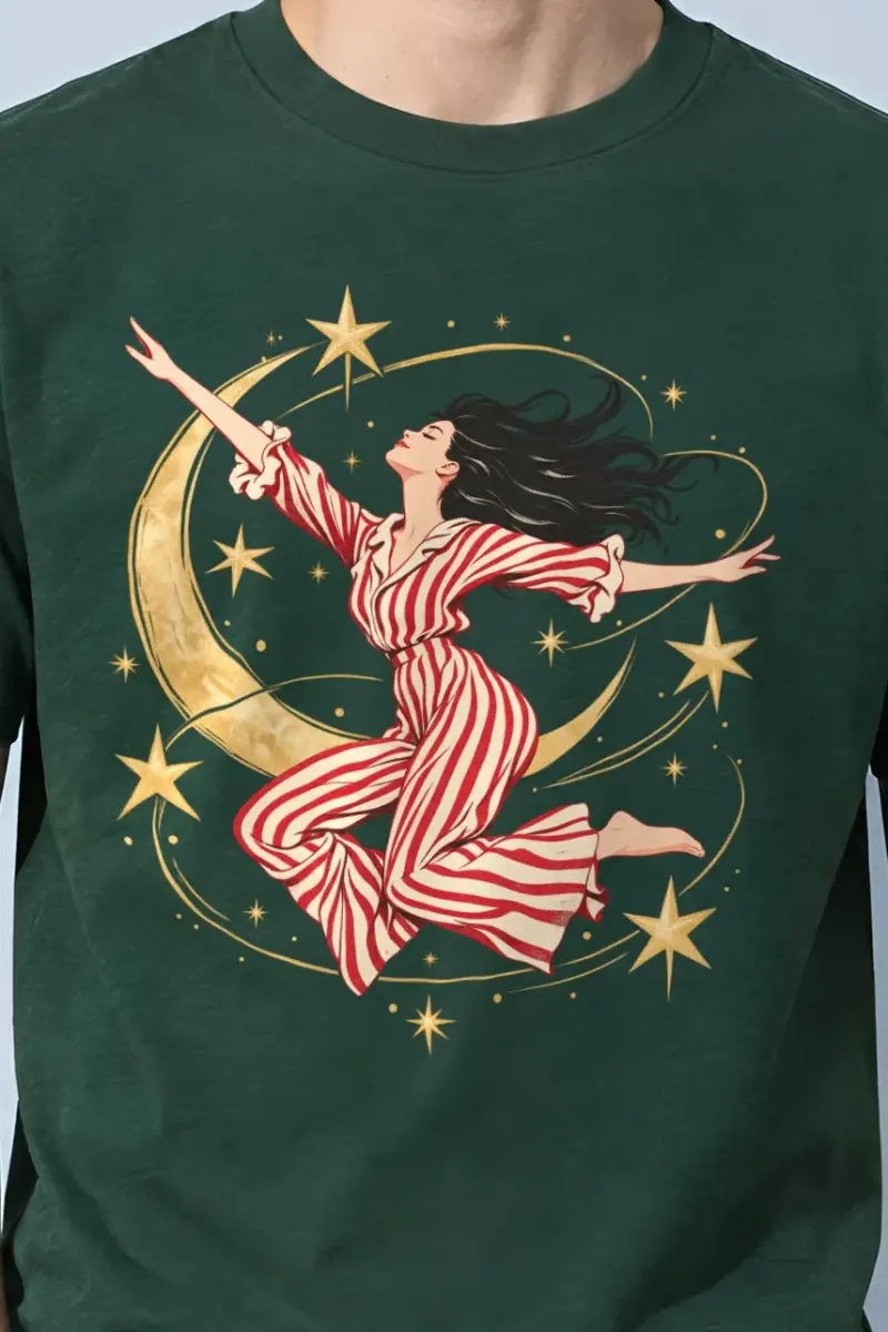 "Moonlit Leap" Heavyweight Unisex Crewneck T-shirt