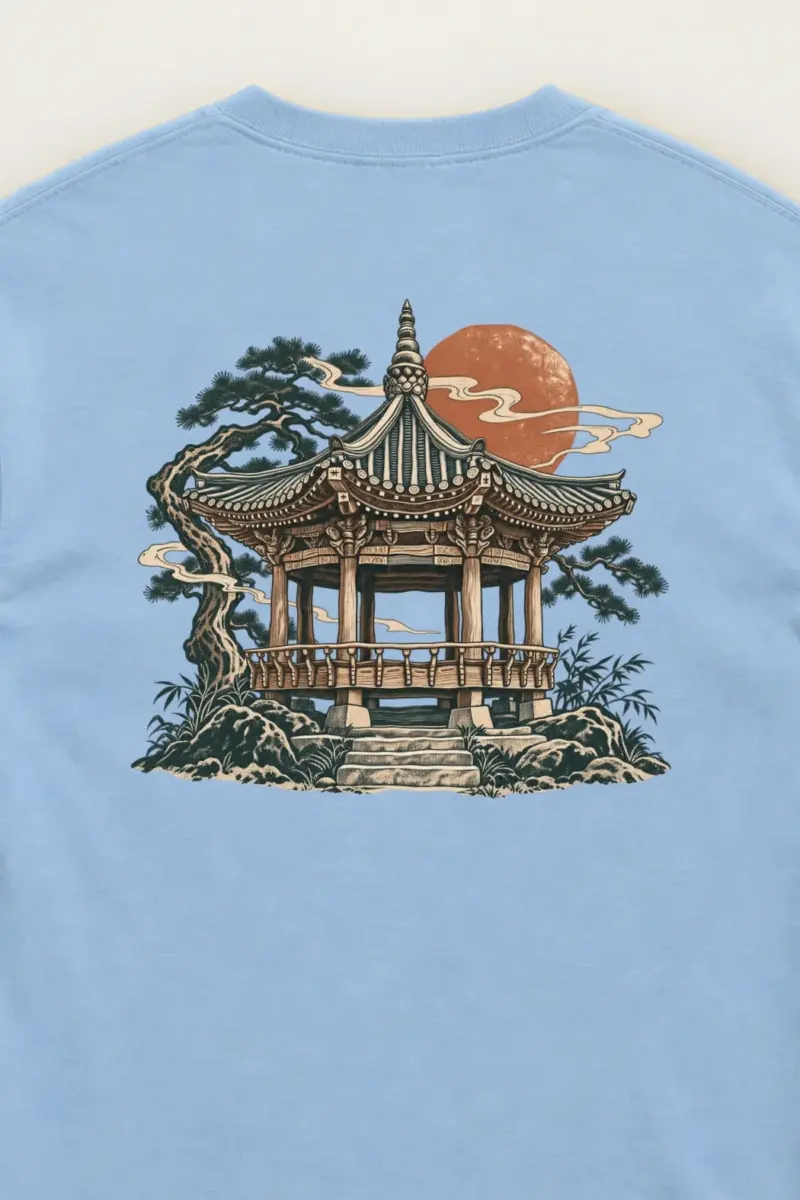 "Moonlit Pagoda" Unisex Longsleeve T-shirt