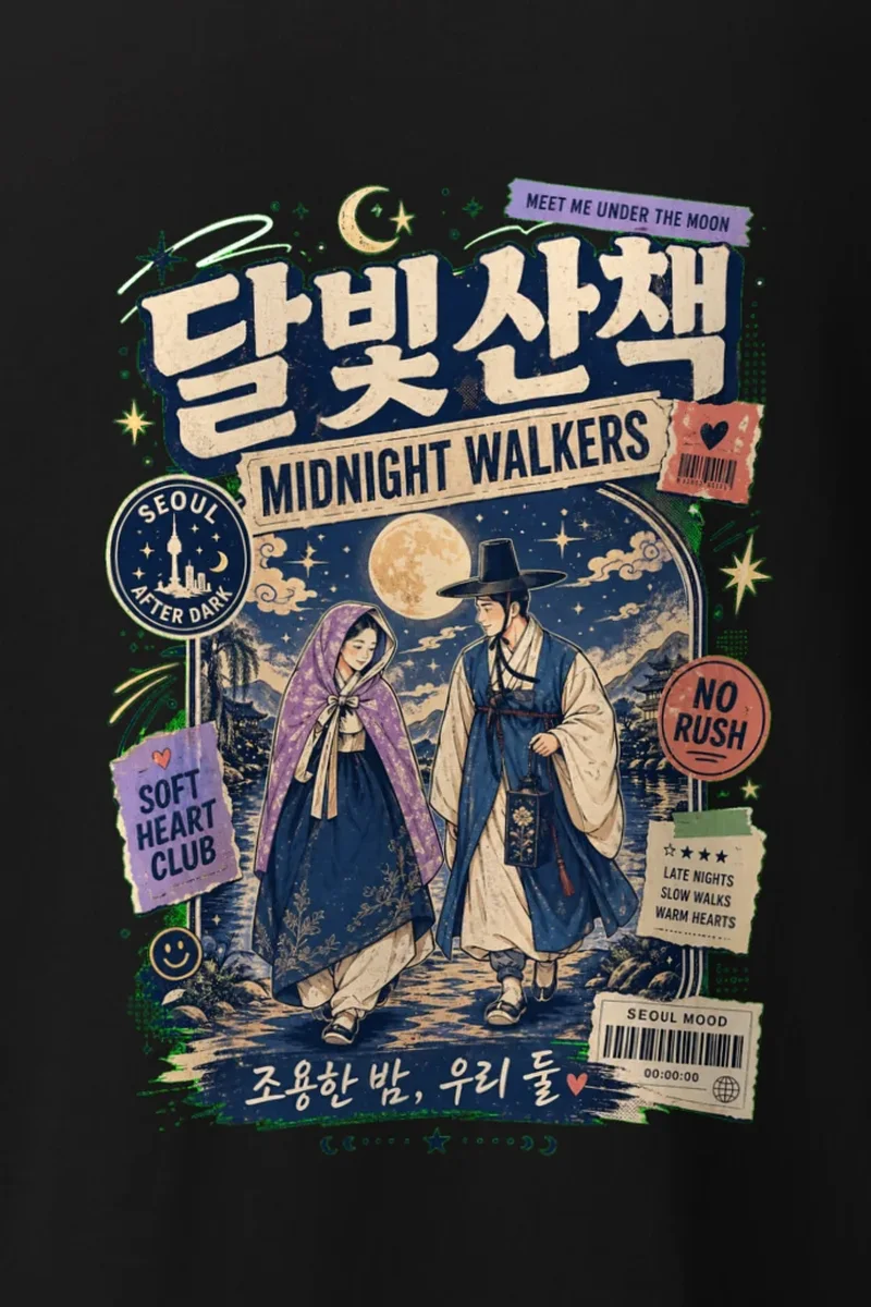 "Moonlit Stroll" Heavyweight Unisex Crewneck T-shirt