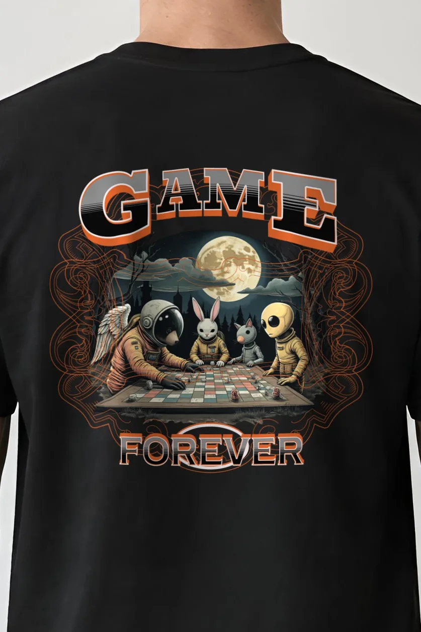 "Moonlit Tabletop" Heavyweight Unisex Crewneck T-shirt - the graphic up close
