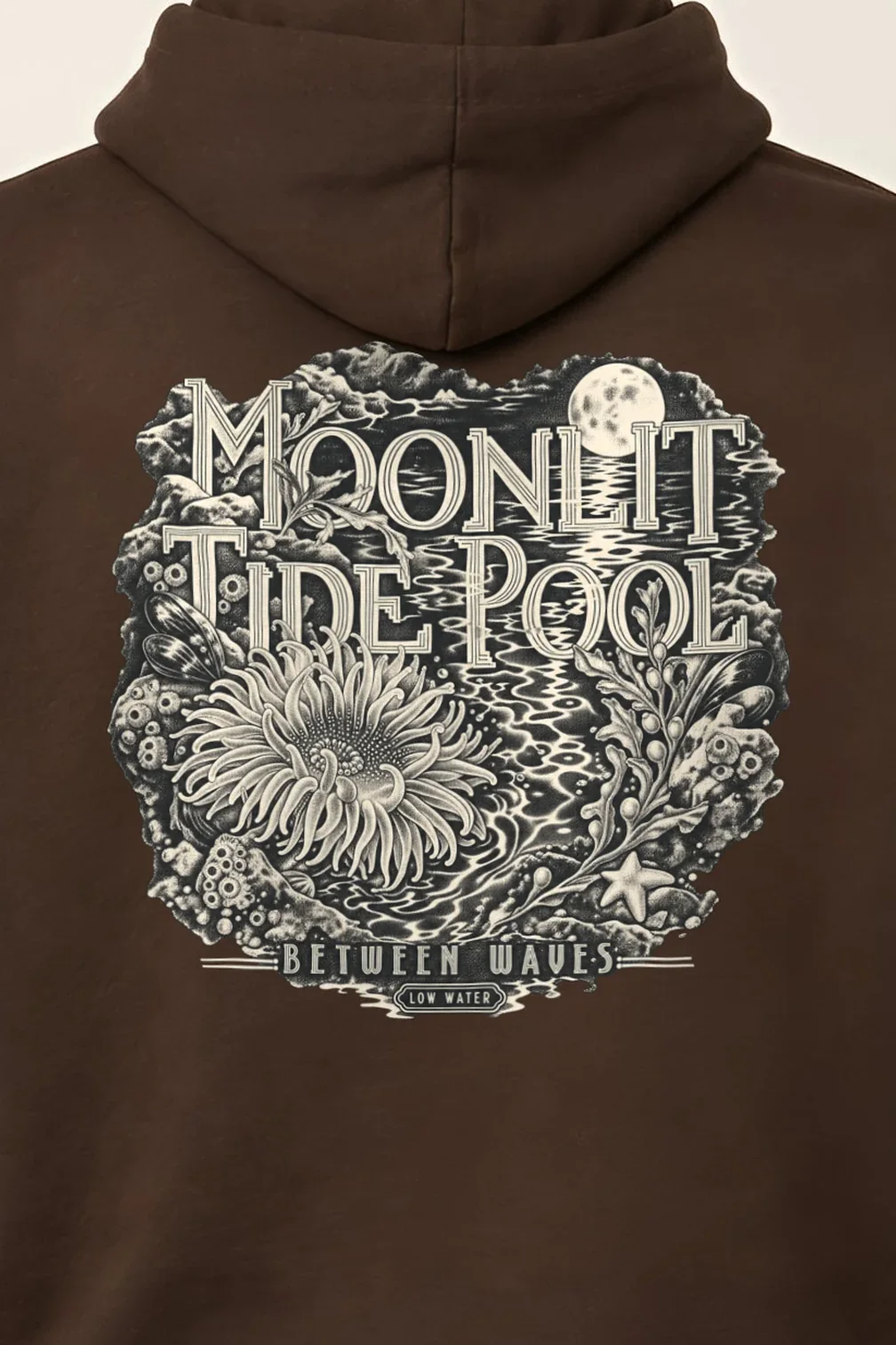 "Moonlit Tide Pool" Heavy Blend Unisex Pullover Hoodie - the graphic up close