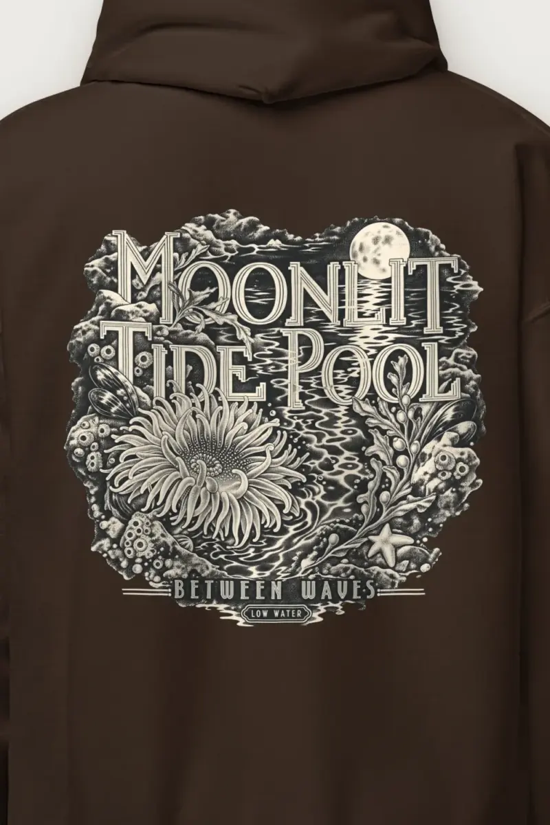 "Moonlit Tide Pool" Heavy Blend Unisex Pullover Hoodie - the graphic up close