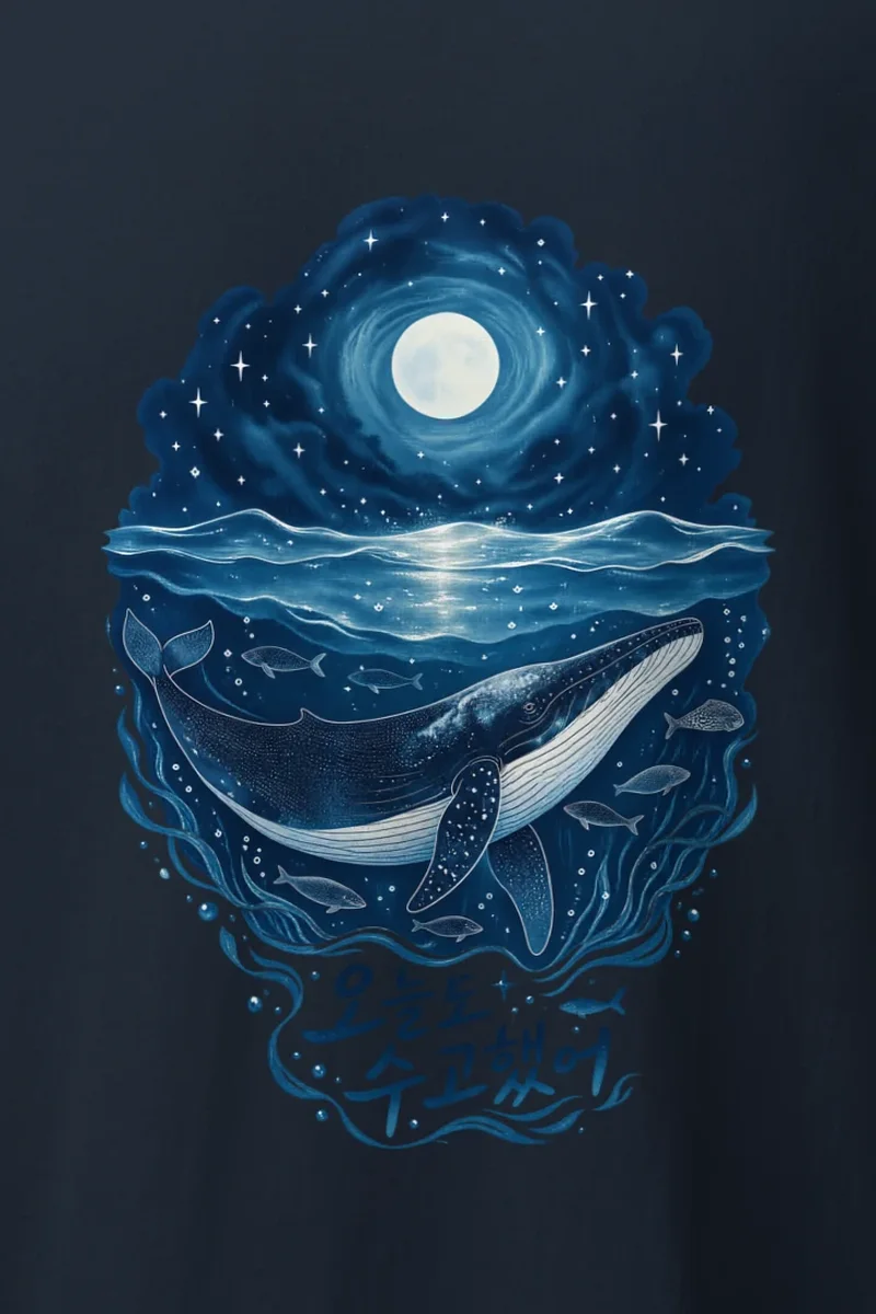 "Moonlit Whale" Heavyweight Unisex Crewneck T-shirt