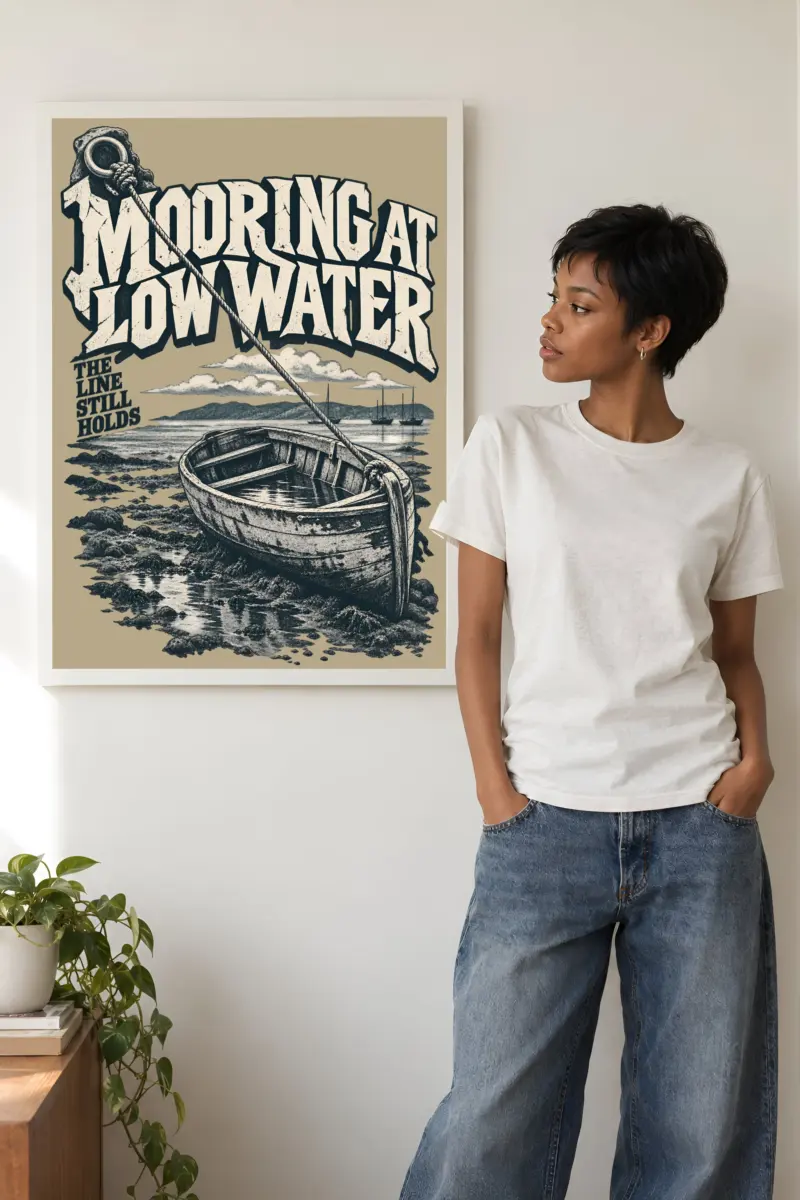 "Mooring at Low Water" Premium Wooden Framed Poster