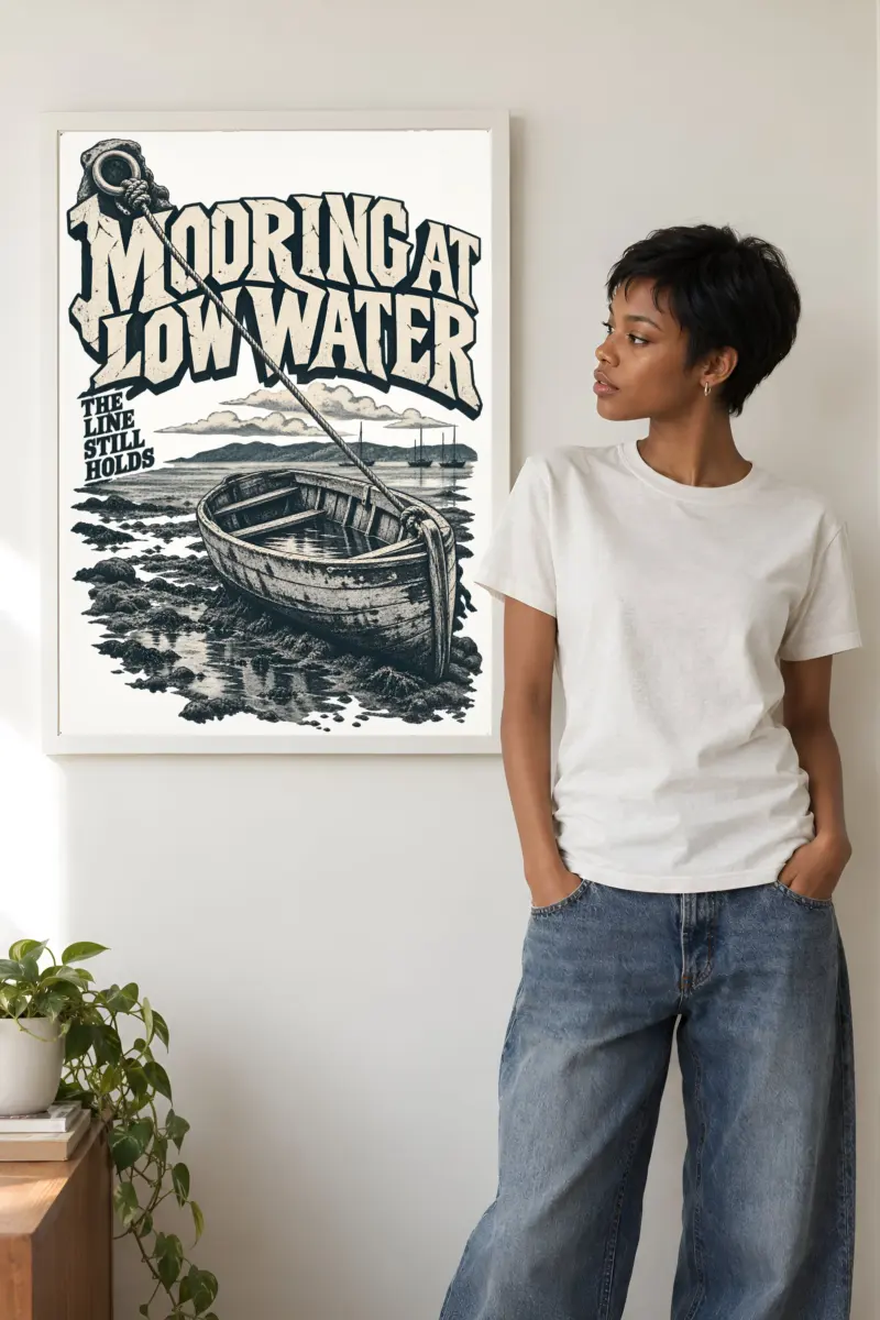 "Mooring at Low Water" Premium Wooden Framed Poster