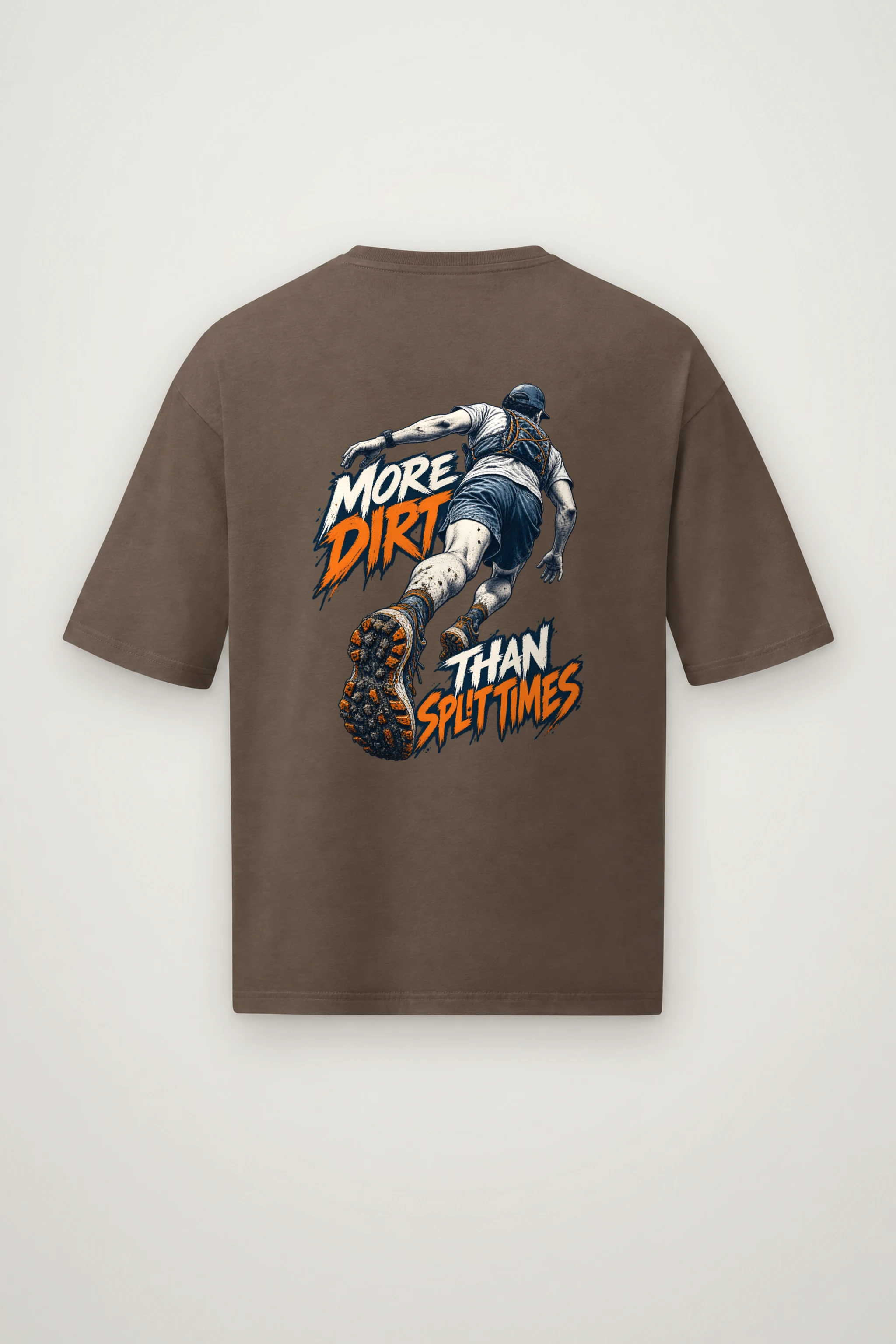 "More Dirt Than Split Times" Men's Oversized Heavyweight Crewneck T-Shirt