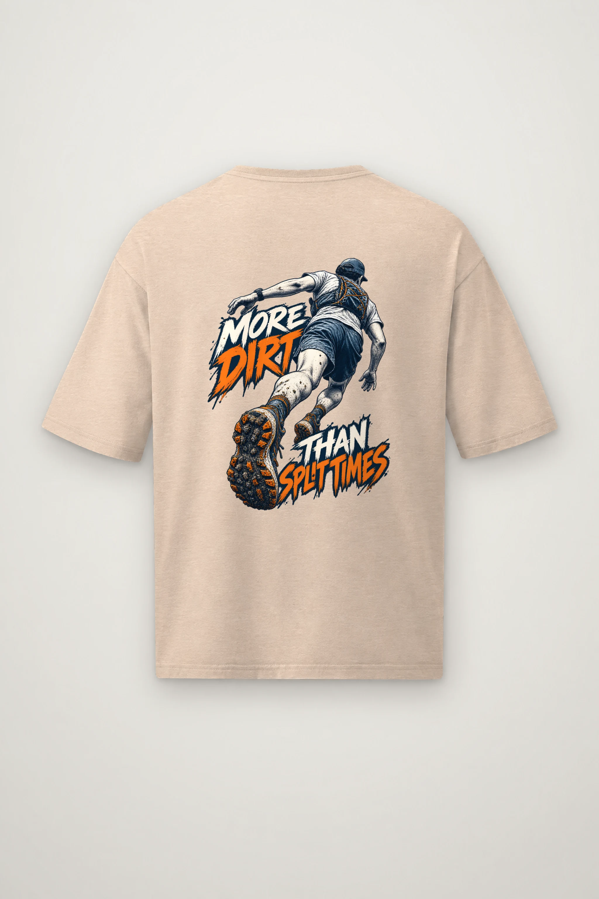 "More Dirt Than Split Times" Men's Oversized Heavyweight Crewneck T-Shirt