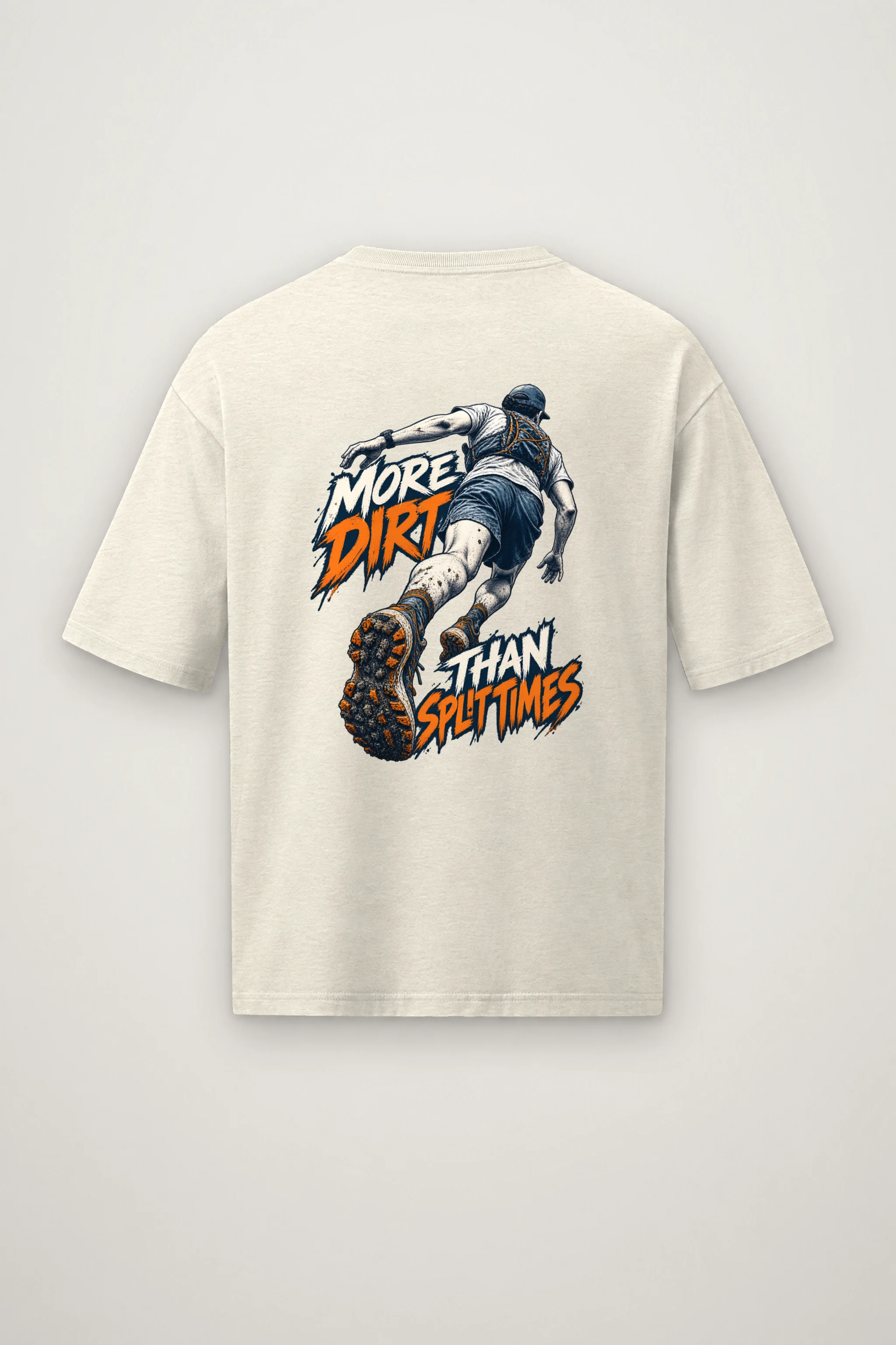 "More Dirt Than Split Times" Men's Oversized Heavyweight Crewneck T-Shirt