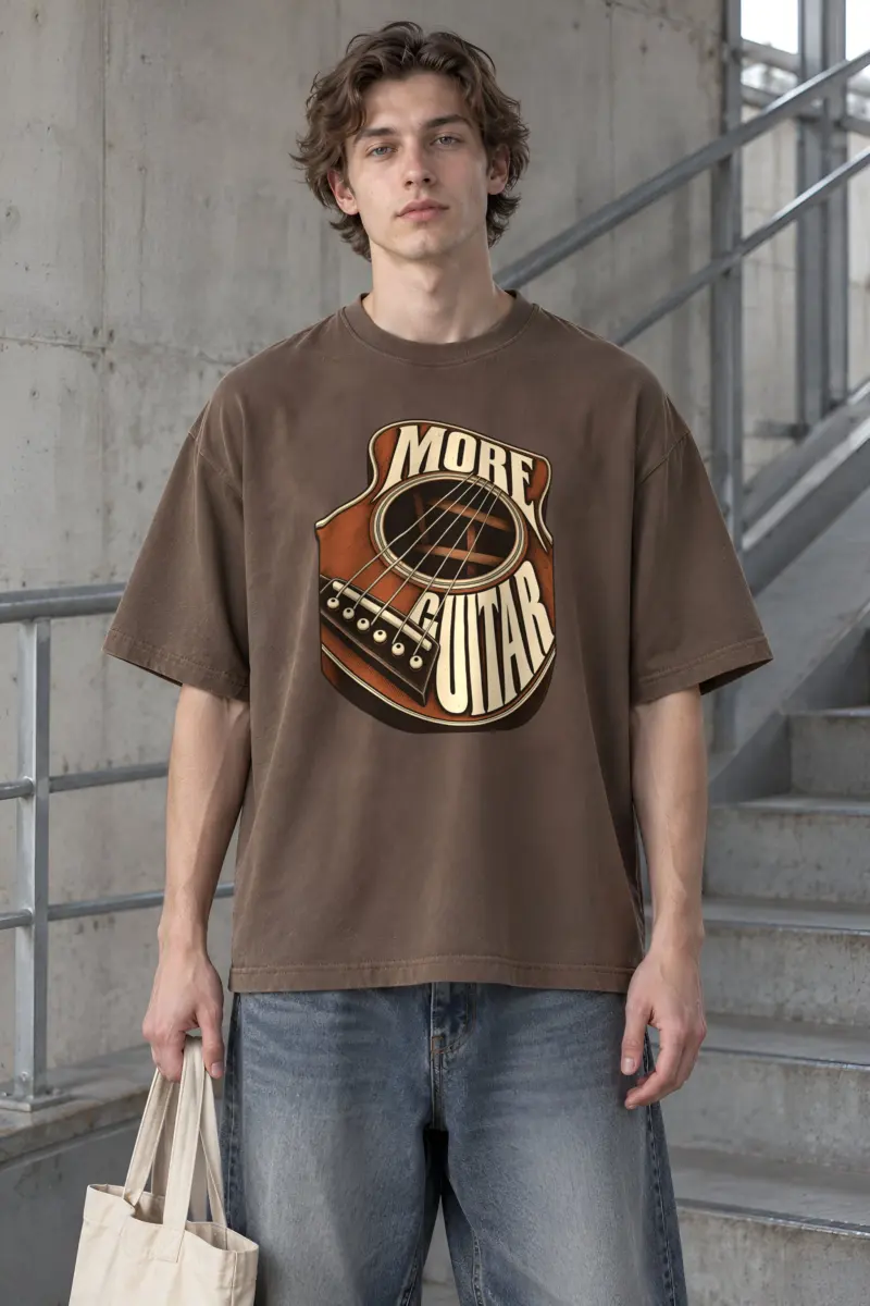 “More Guitar” Men’s Oversized Heavyweight Crewneck T-Shirt