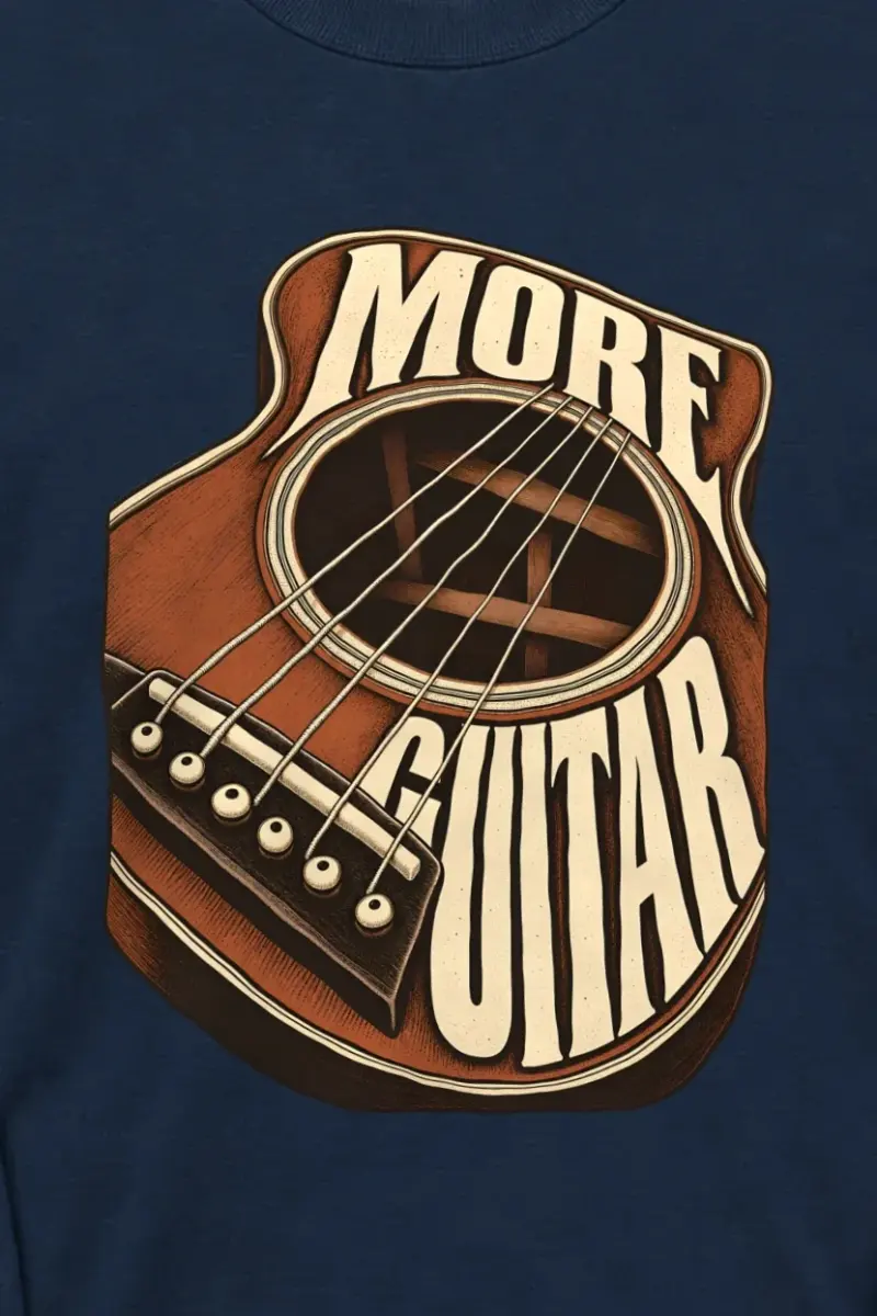"More Guitar" Unisex Longsleeve T-shirt - the graphic up close