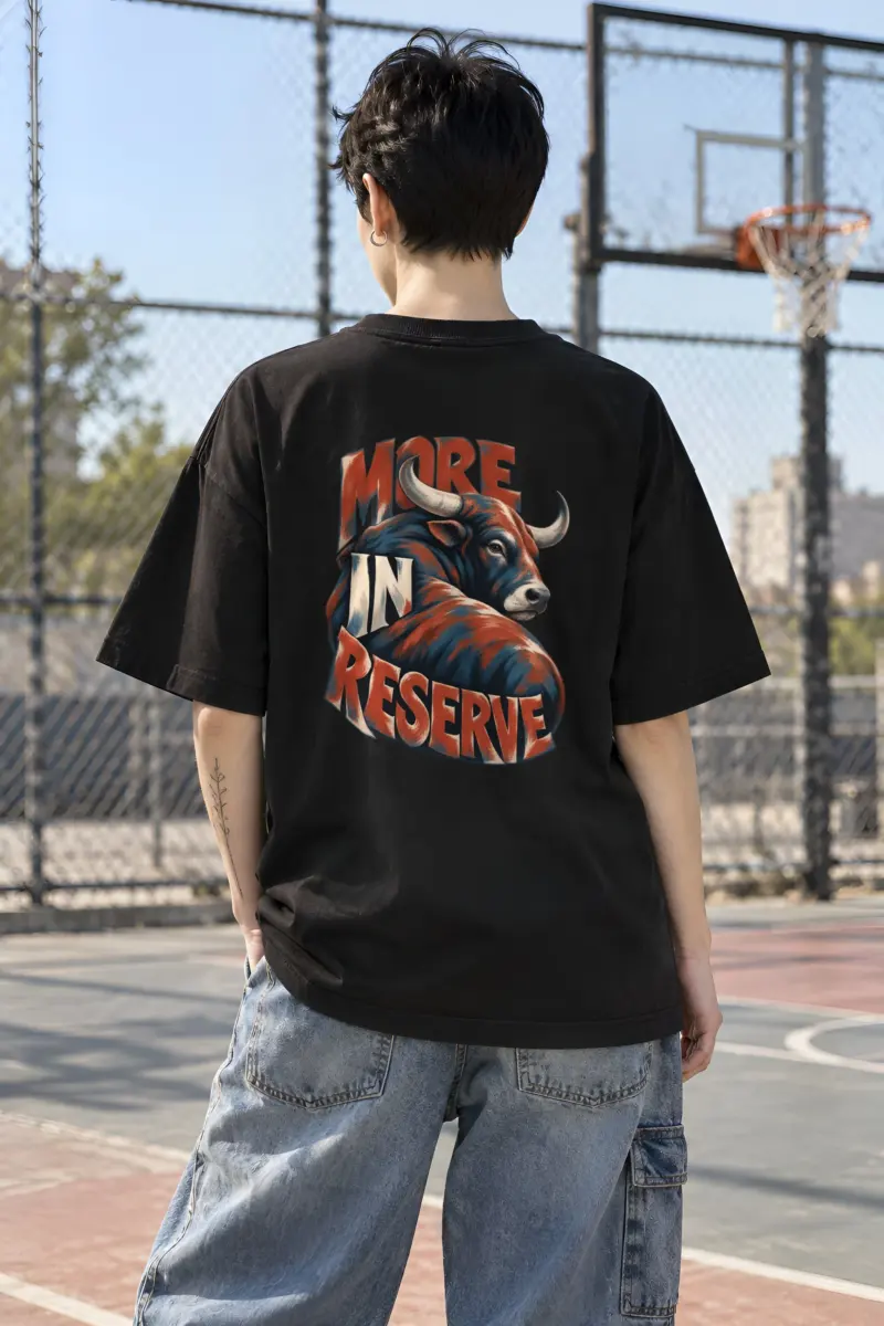 "More in Reserve Bull" Unisex Oversized Heavyweight Crewneck T-Shirt