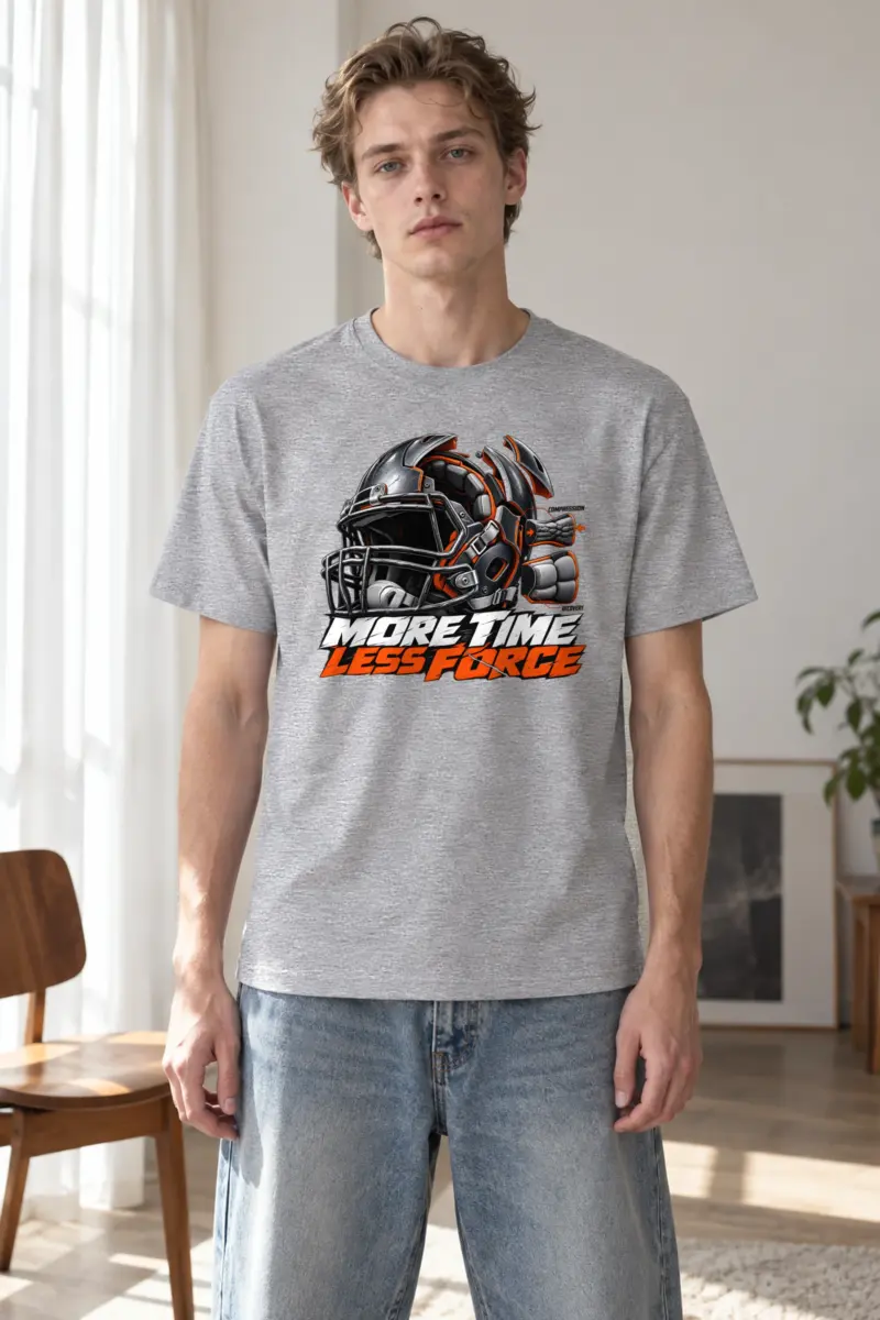 "More Time, Less Force" Heavyweight Unisex Crewneck T-shirt