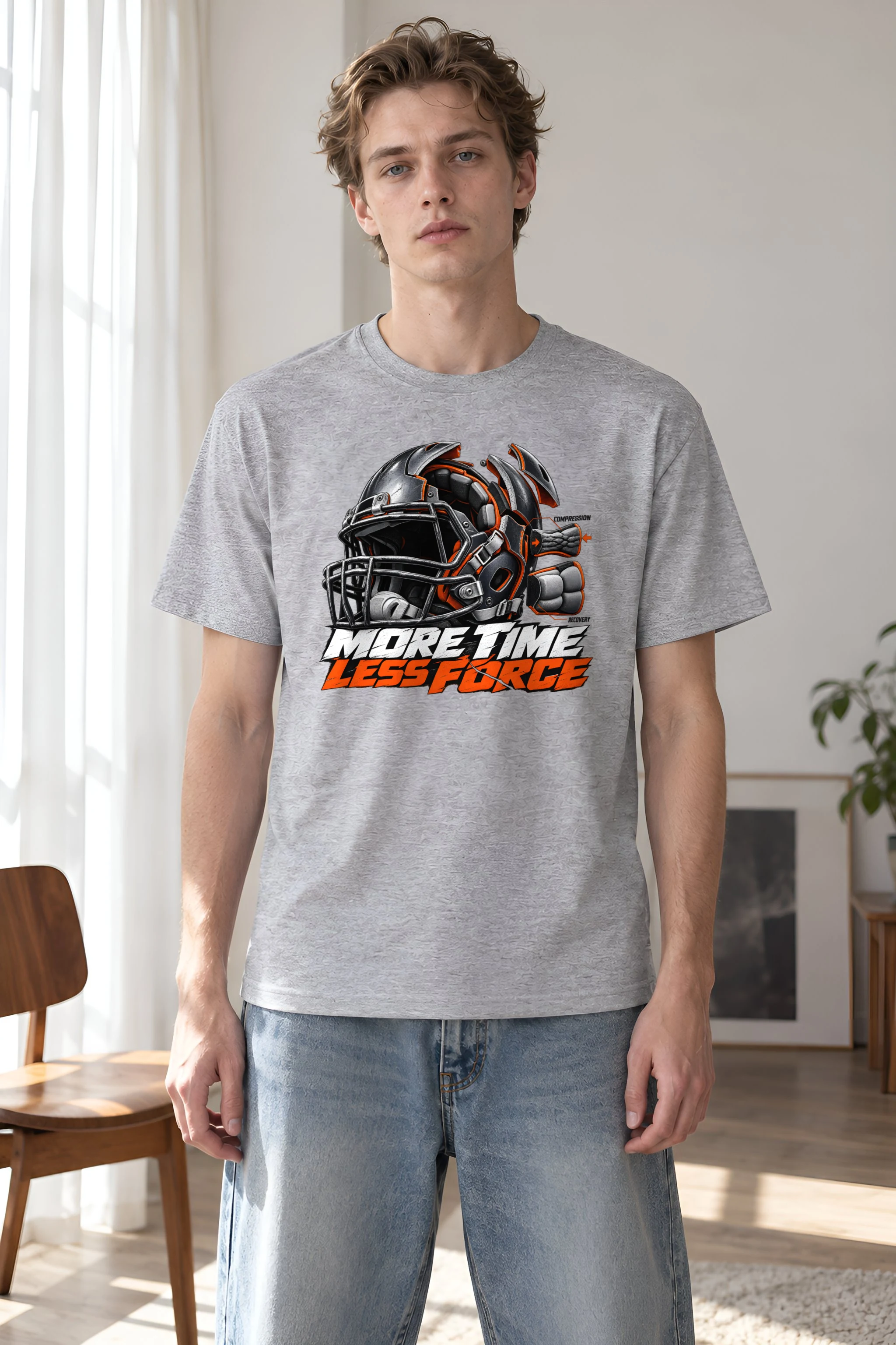 "More Time, Less Force" Heavyweight Unisex Crewneck T-shirt