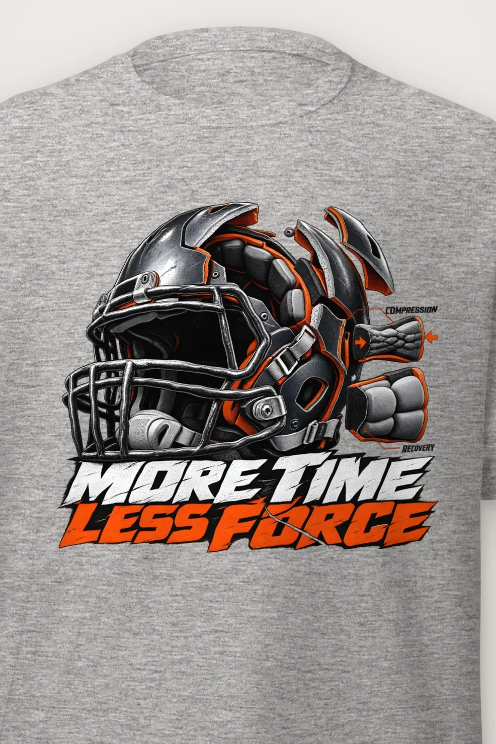 "More Time, Less Force" Heavyweight Unisex Crewneck T-shirt - the graphic up close