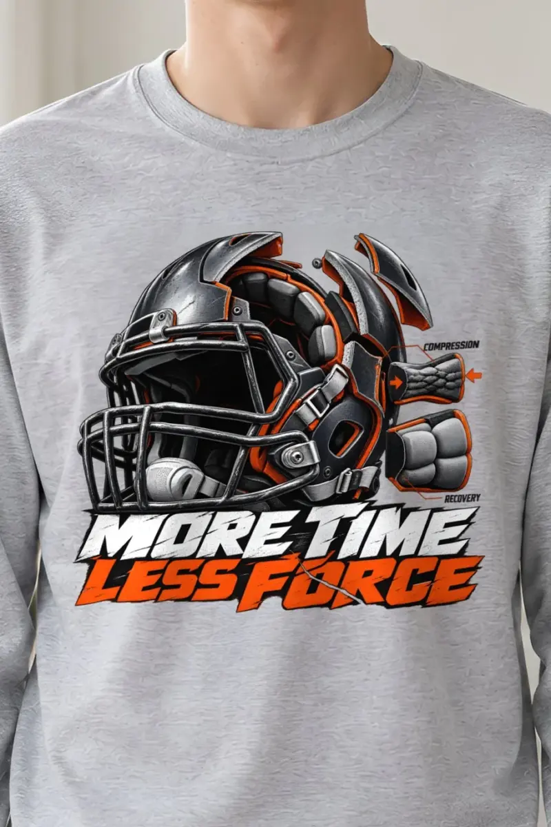 "More Time, Less Force" Unisex Longsleeve T-shirt - the graphic up close
