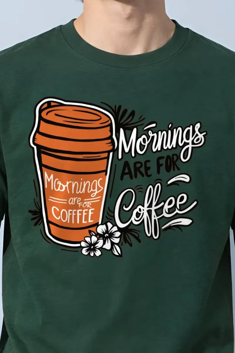 "Mornings Are For Coffee" Heavyweight Unisex Crewneck T-shirt
