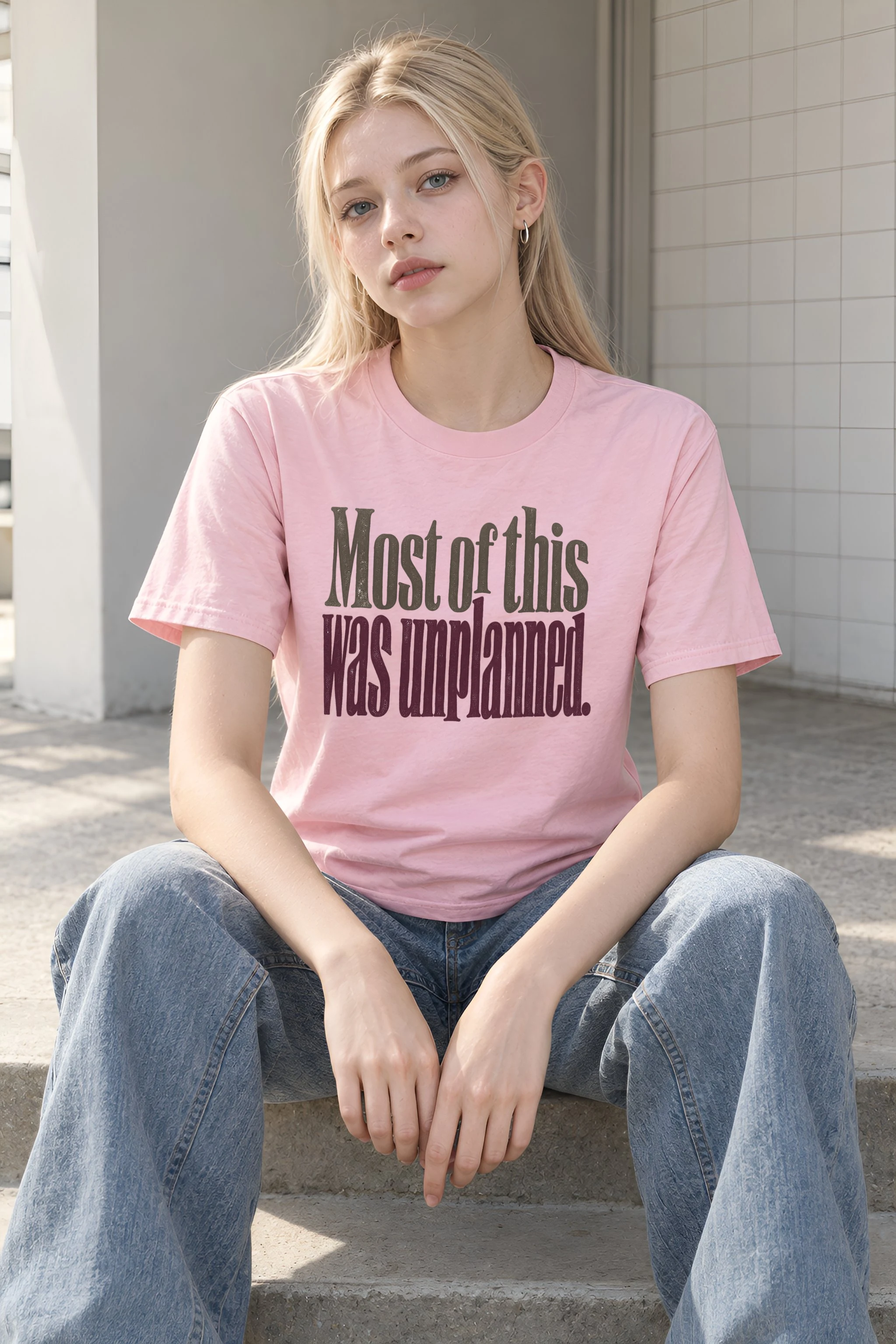 "Most of this Was Unplanned" Heavyweight Unisex Crewneck T-shirt