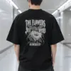 "Moth And Trumpet Flower" Men's Oversized Heavyweight Crewneck T-Shirt