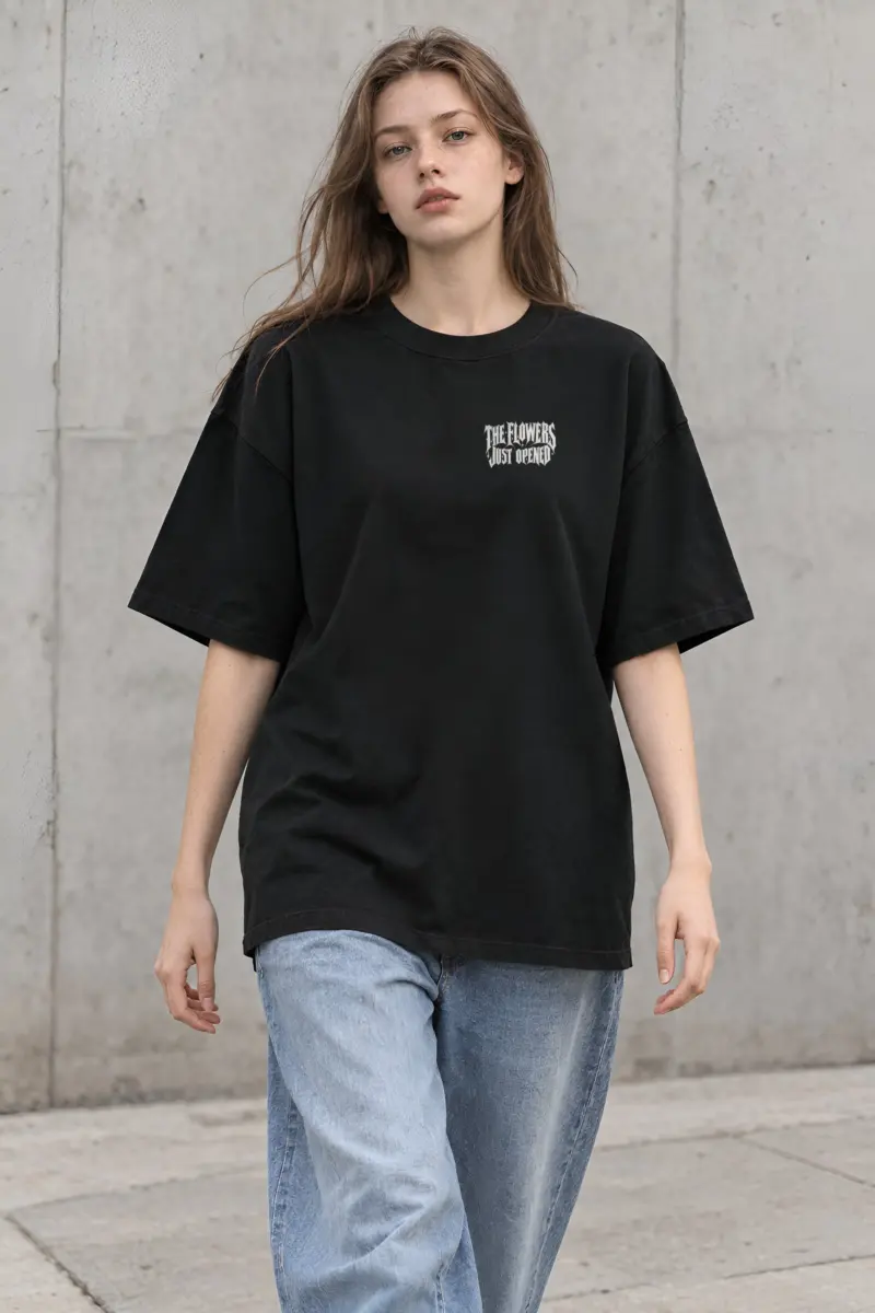 "Moth And Trumpet Flower" Unisex Oversized Heavyweight Crewneck T-Shirt
