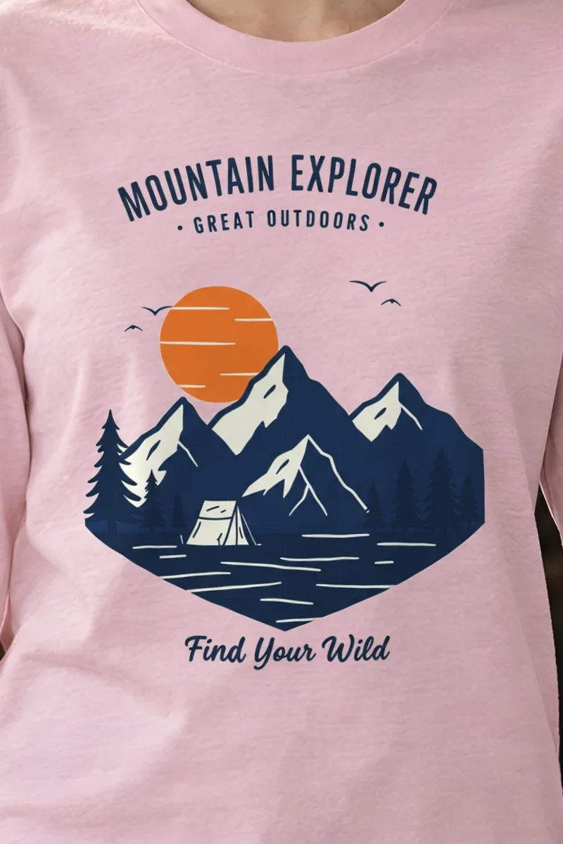 "Mountain Explorer" Unisex Longsleeve T-shirt - the graphic up close