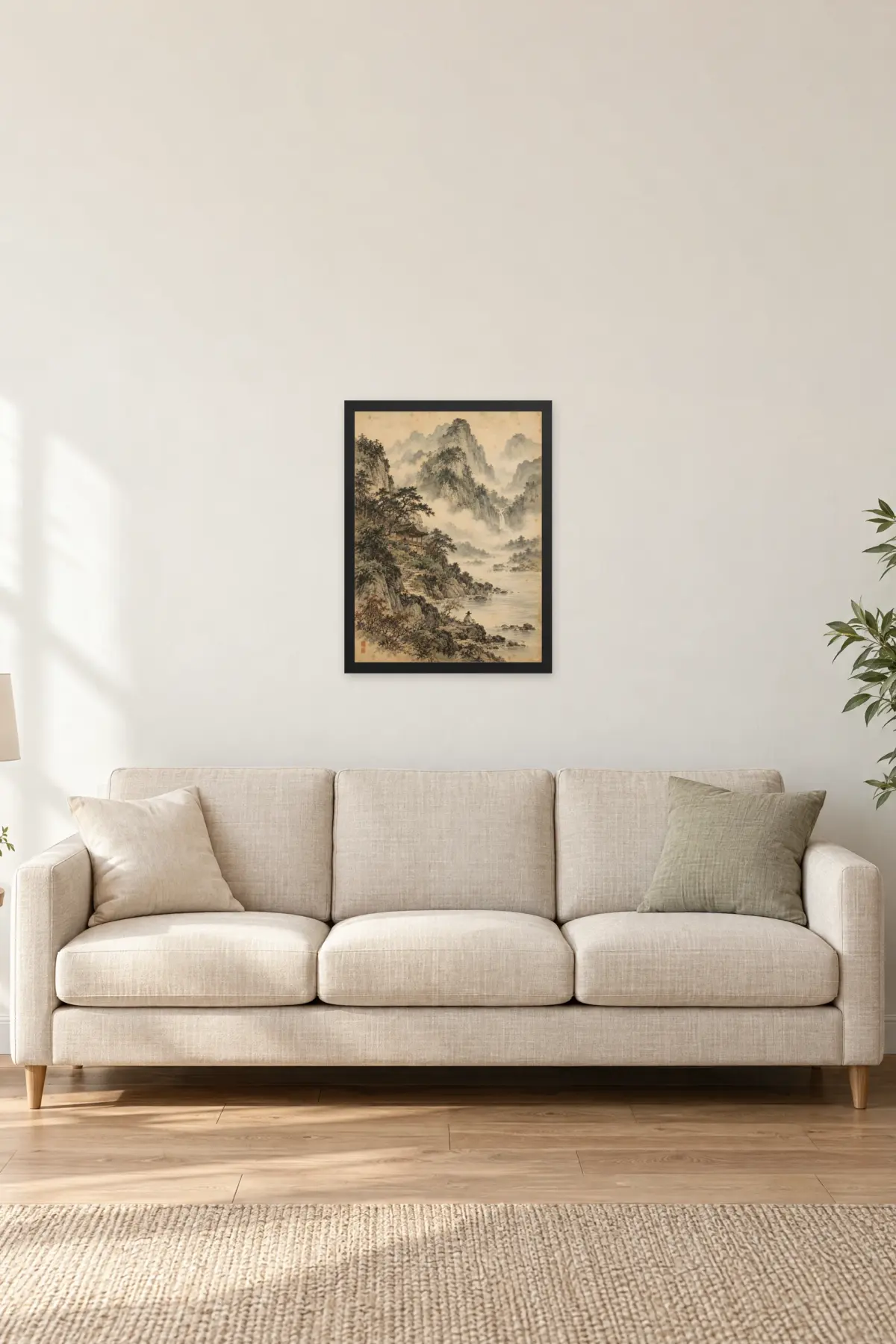 "Mountain Mist and Pine" Premium Wooden Framed Poster — Black frame, 18 × 24 in
