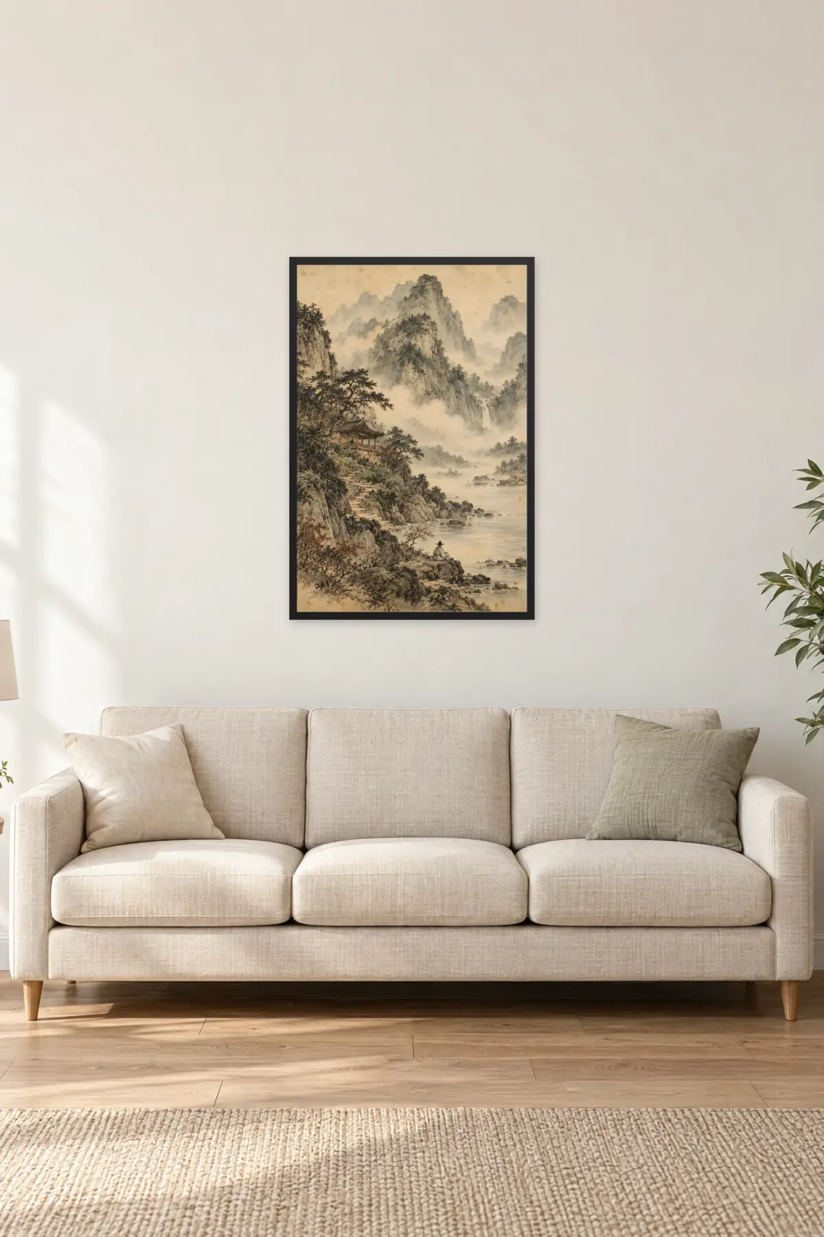 "Mountain Mist and Pine" Premium Wooden Framed Poster — Black frame, 24 × 36 in