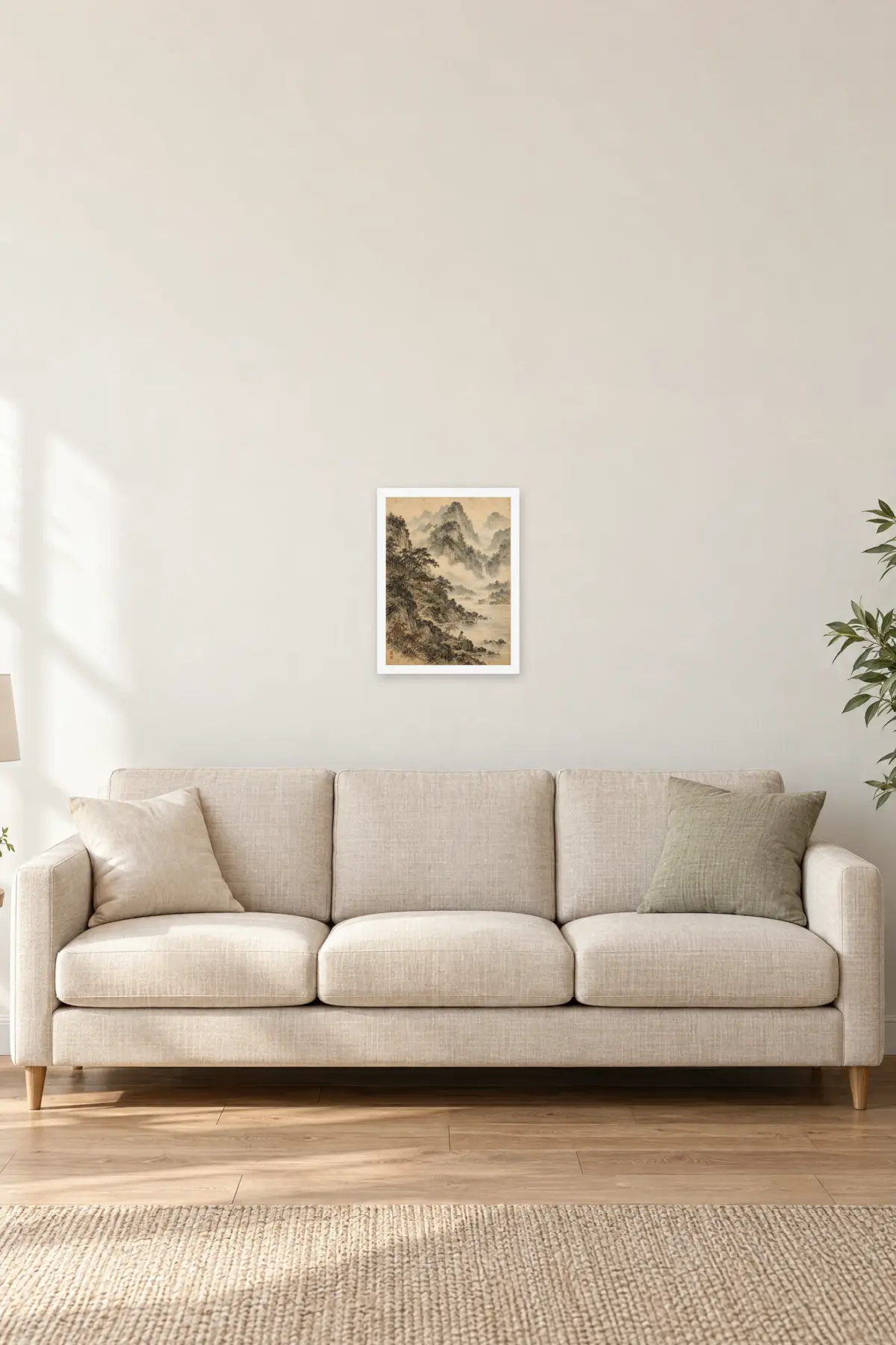 "Mountain Mist and Pine" Premium Wooden Framed Poster — White frame, 12 × 16 in