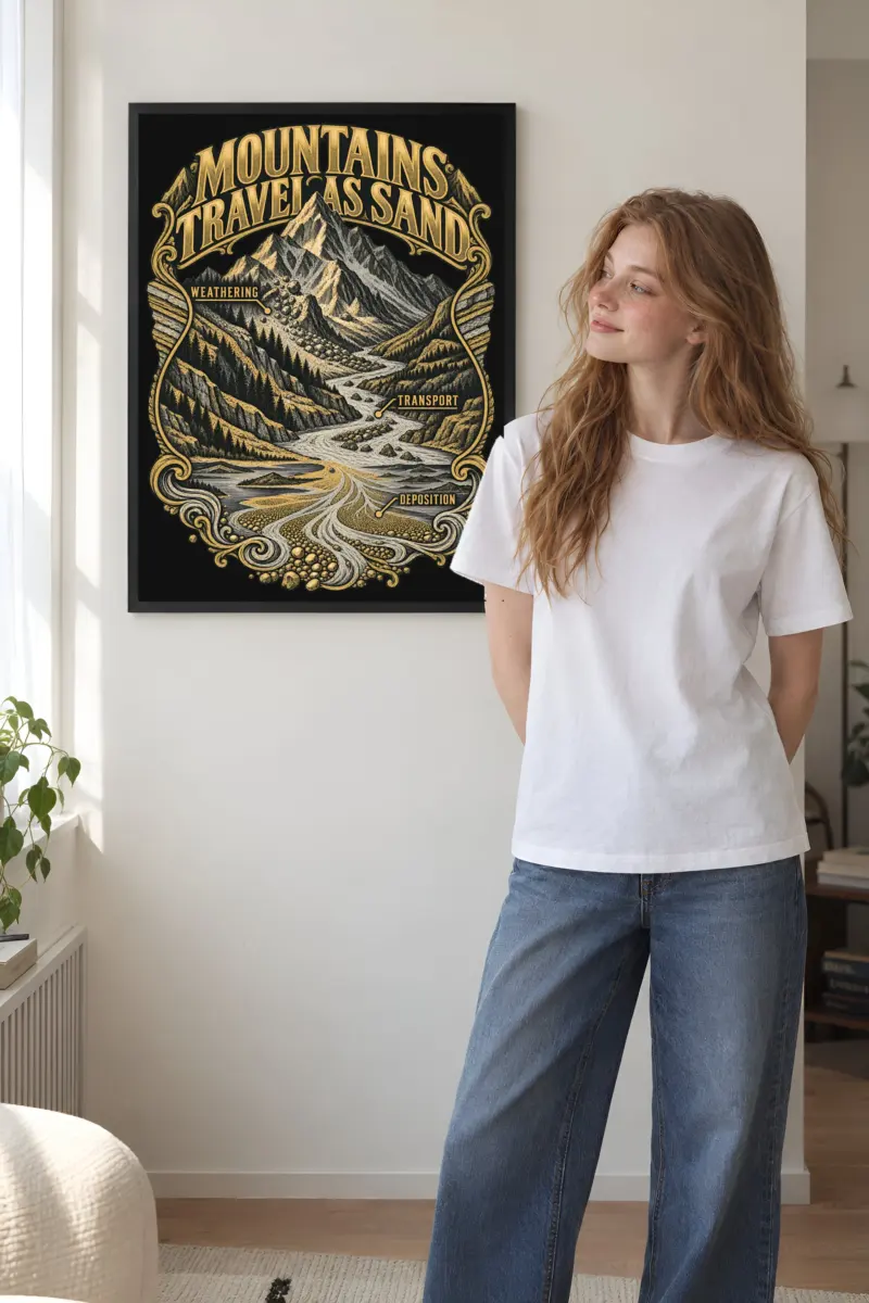 "Mountains Travel As Sand" Premium Wooden Framed Poster