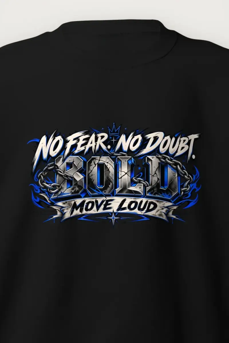 "No Fear No Doubt" Heavy Blend Unisex Crewneck Sweatshirt - the graphic up close