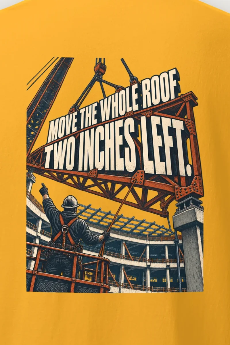 "Move The Whole Roof" Heavyweight Unisex Crewneck T-shirt - the graphic up close