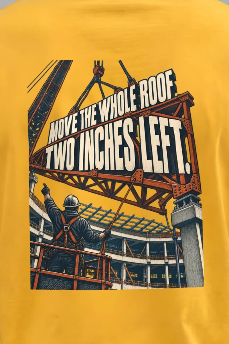 "Move The Whole Roof" Heavyweight Unisex Crewneck T-shirt - the graphic up close
