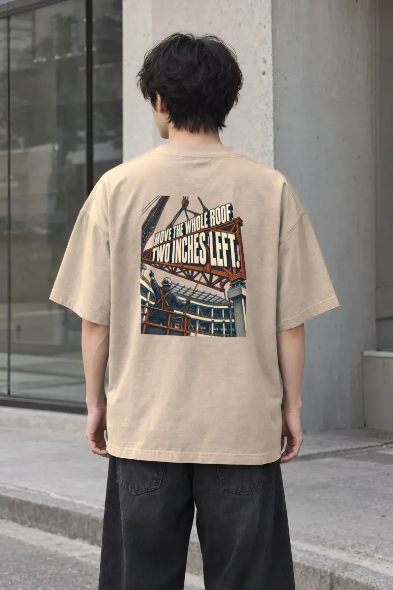 “Move The Whole Roof” Men’s Oversized Heavyweight Crewneck T-Shirt