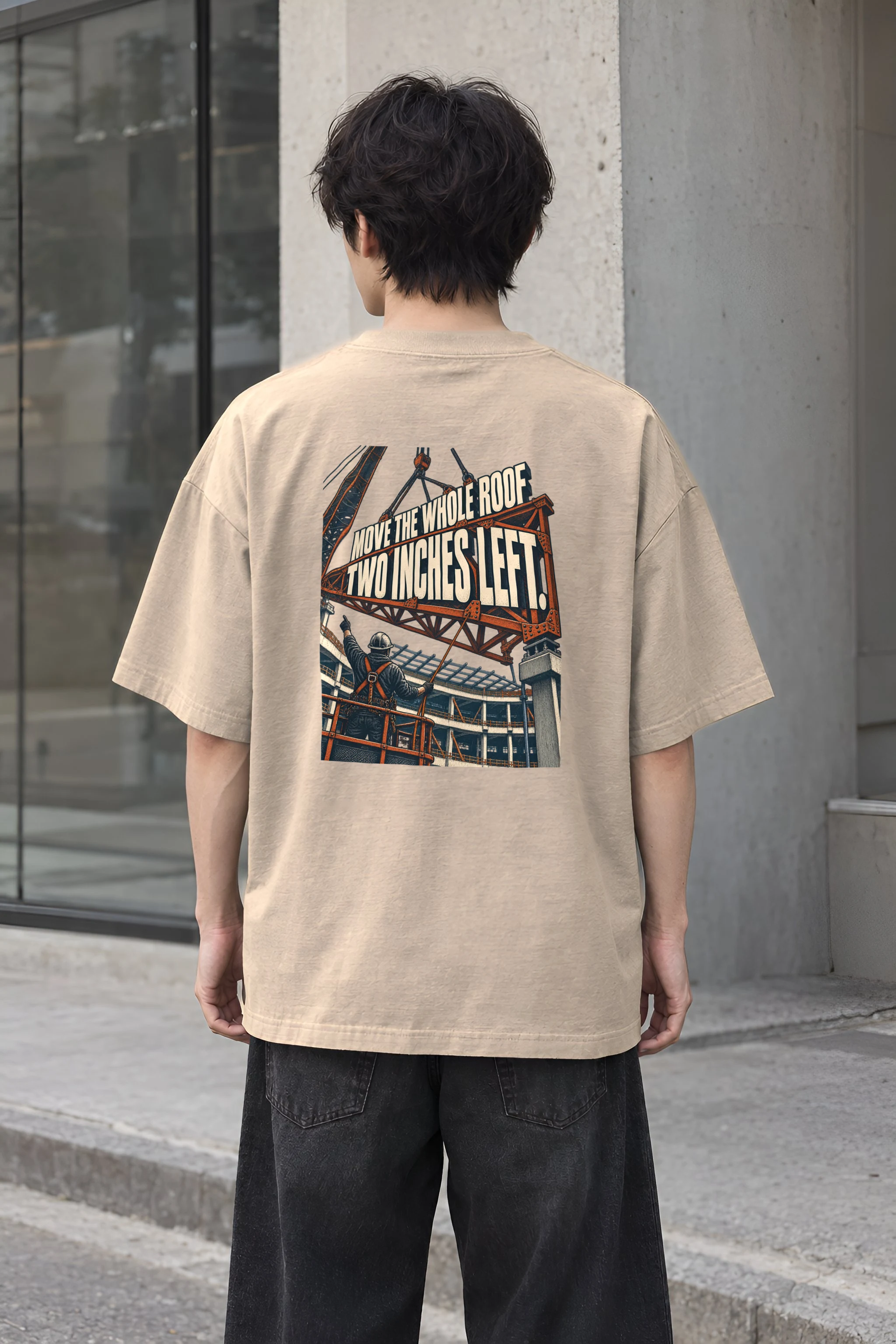 "Move The Whole Roof" Men's Oversized Heavyweight Crewneck T-Shirt
