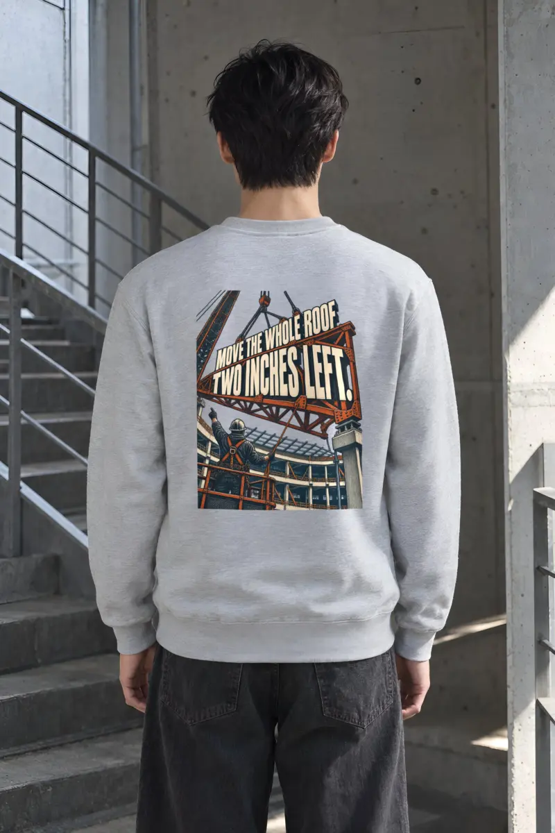 “Move The Whole Roof Two Inches Left” Heavy Blend Unisex Crewneck Sweatshirt