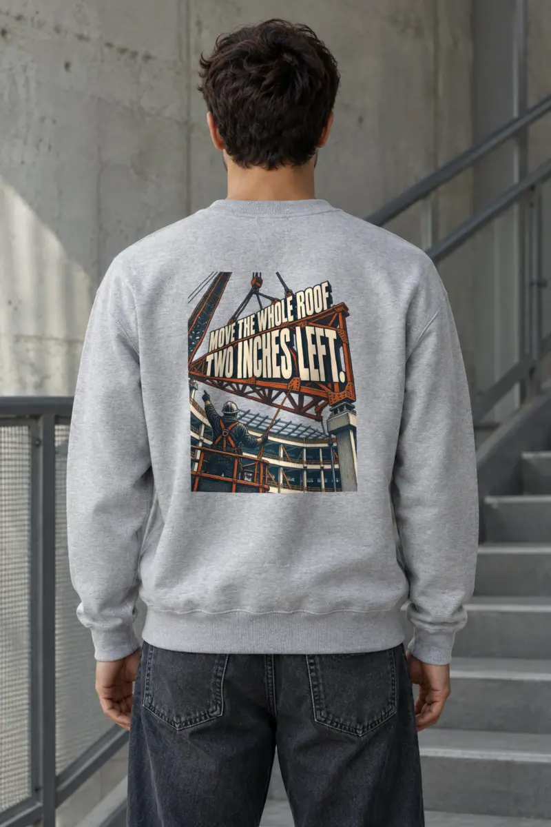 "Move The Whole Roof Two Inches Left" Heavy Blend Unisex Crewneck Sweatshirt