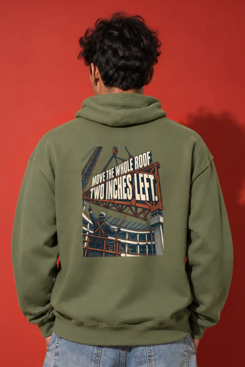 "Move the Whole Roof Two Inches Left" Heavy Blend Unisex Pullover Hoodie