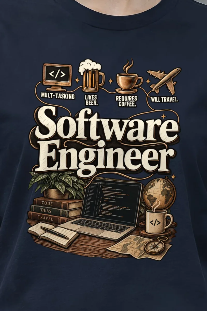 "Multi-Tasking Engineer" Heavyweight Unisex Crewneck T-shirt - the graphic up close