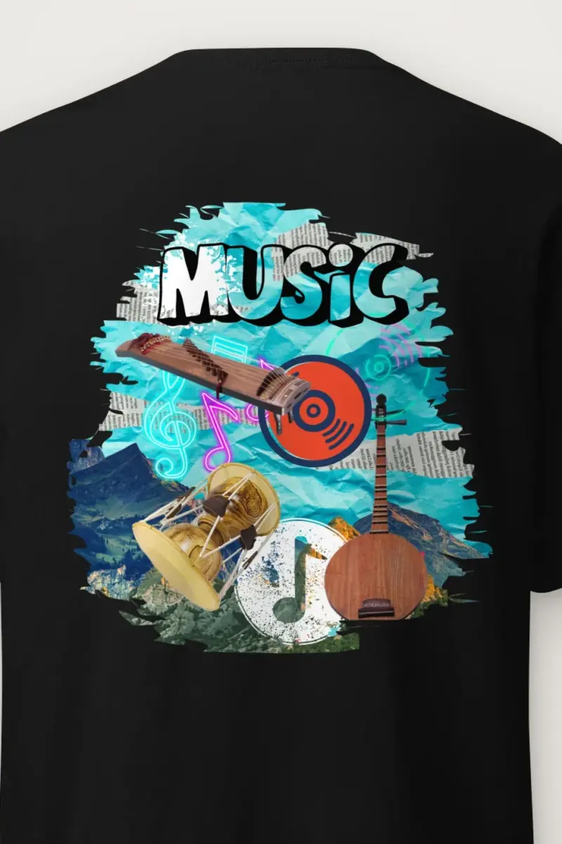 "Music Collage" Heavyweight Unisex Crewneck T-shirt