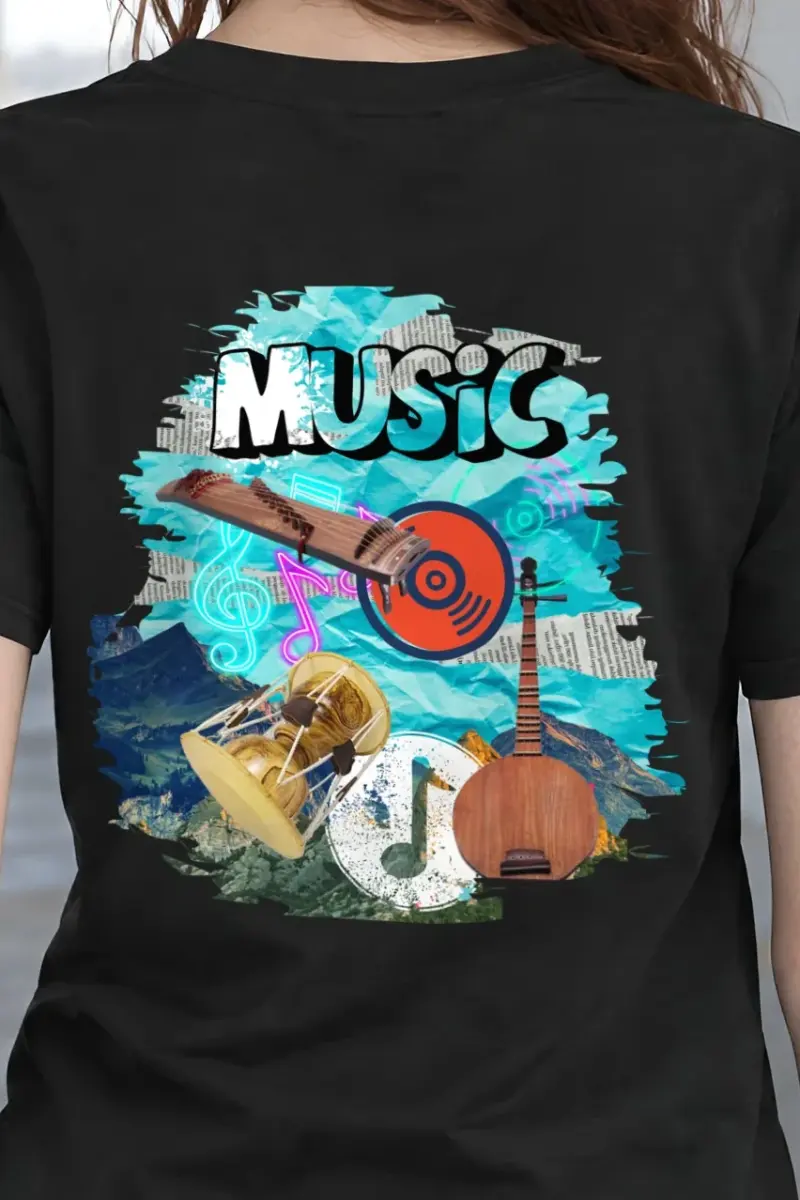 "Music Collage" Heavyweight Unisex Crewneck T-shirt