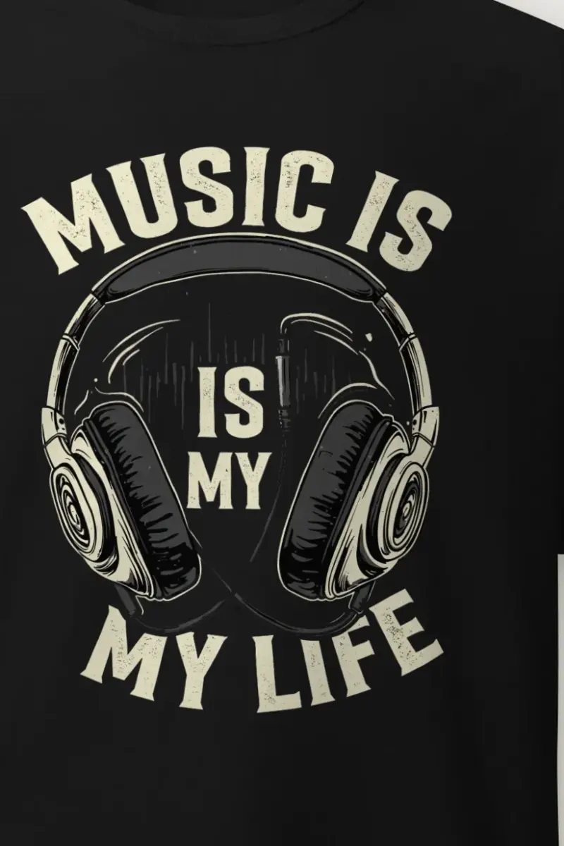 "Music Is My Life" Heavyweight Unisex Crewneck T-shirt