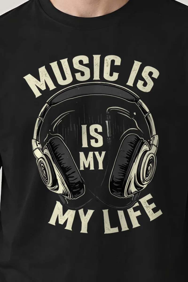 "Music Is My Life" Heavyweight Unisex Crewneck T-shirt