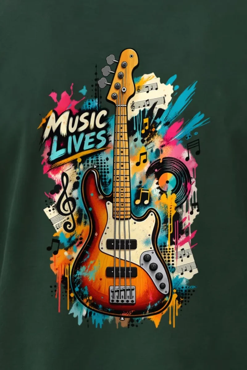 "Music Lives" Heavyweight Unisex Crewneck T-shirt