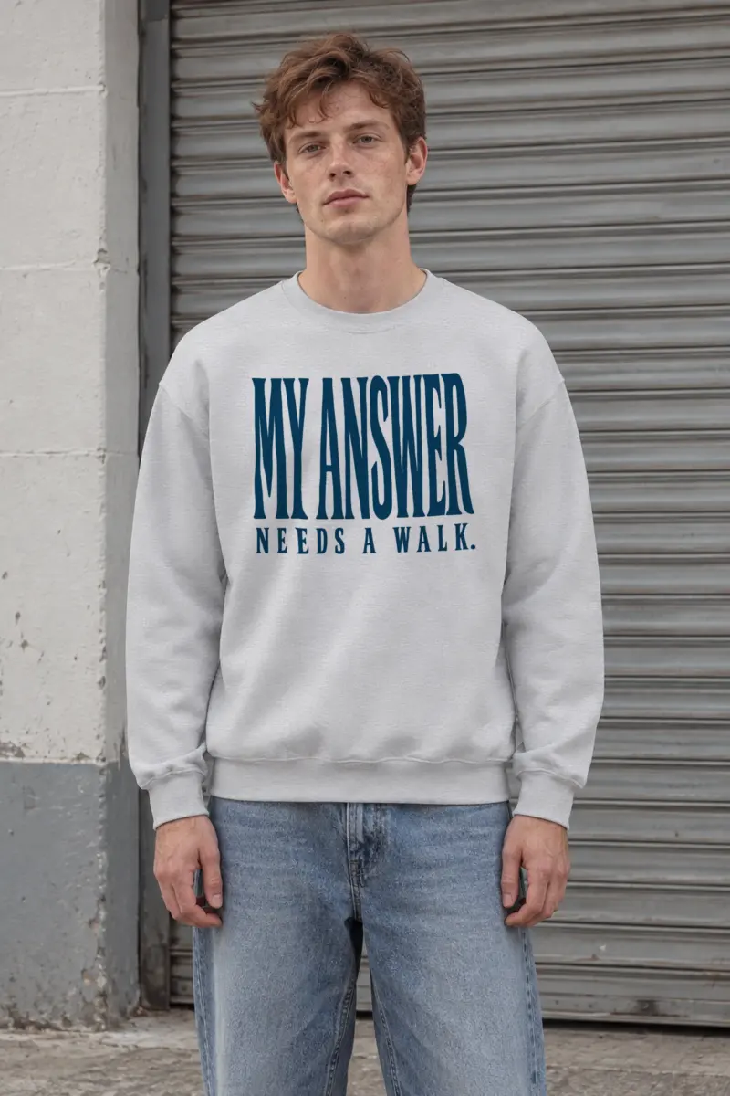"My Answer Needs a Walk" Heavy Blend Unisex Crewneck Sweatshirt