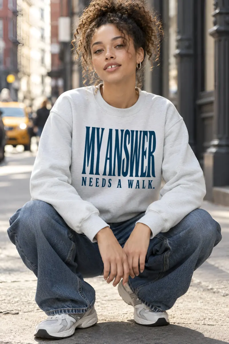 "My Answer Needs a Walk" Heavy Blend Unisex Crewneck Sweatshirt