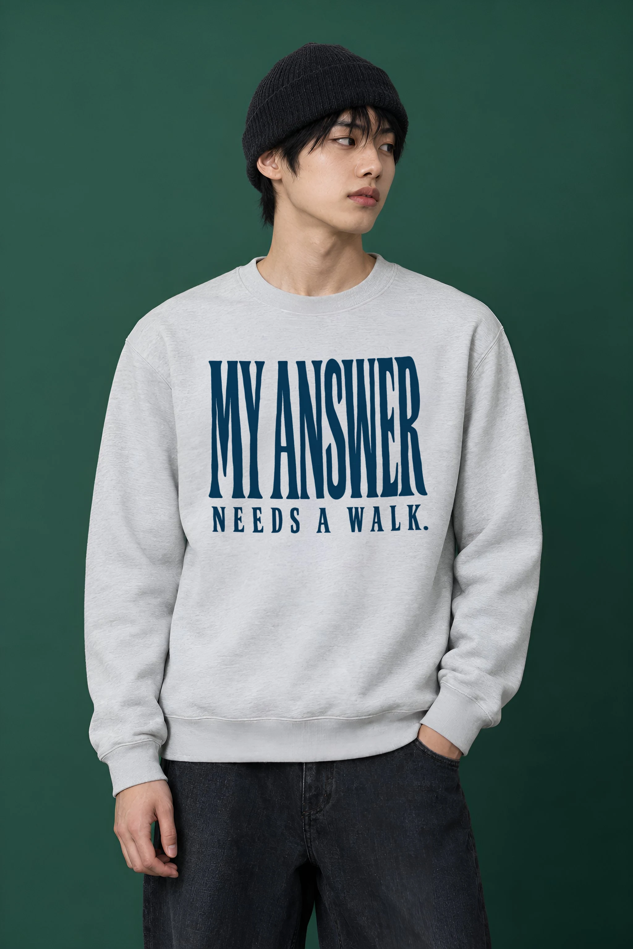 "My Answer Needs a Walk" Heavy Blend Unisex Crewneck Sweatshirt