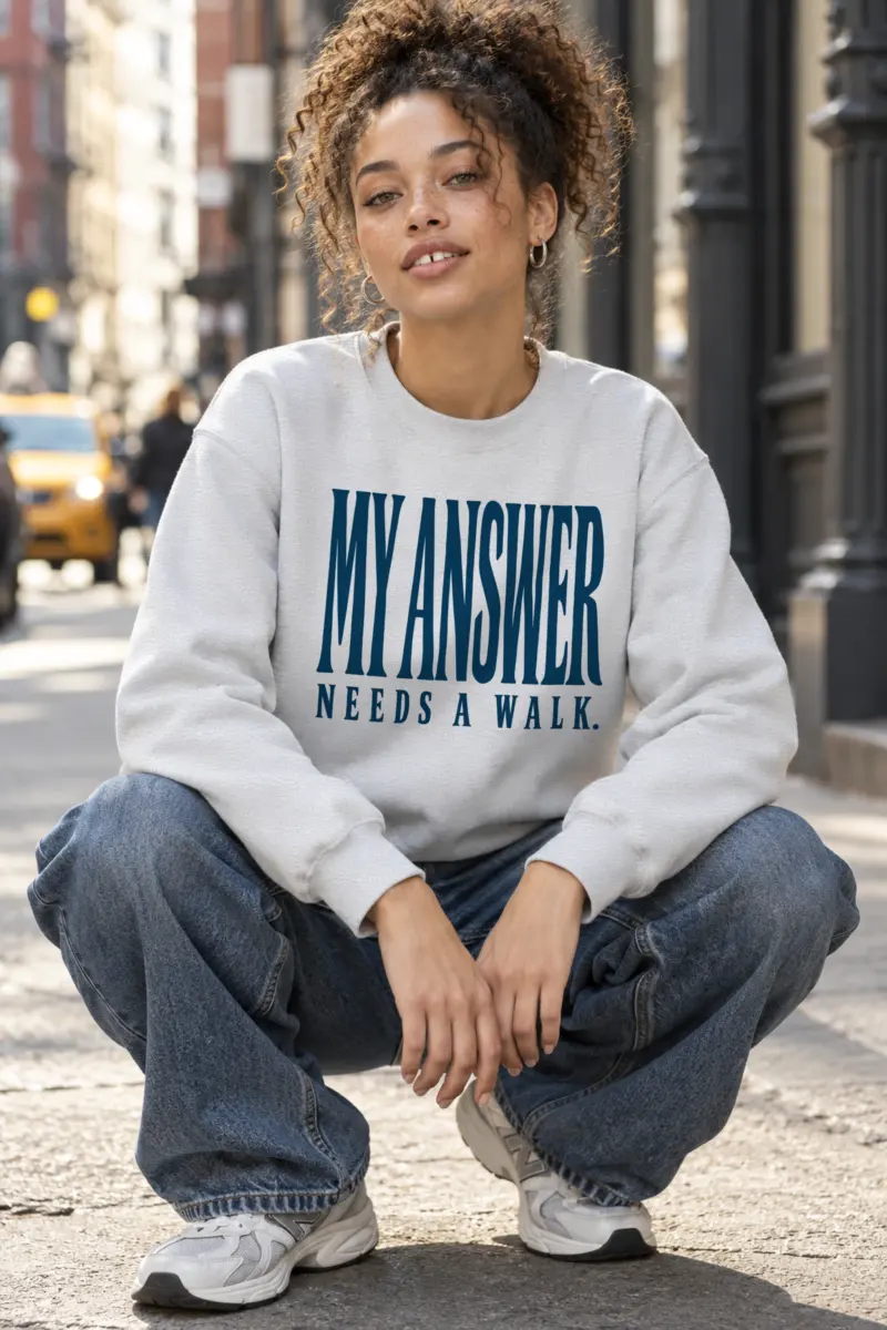"My Answer Needs a Walk" Heavy Blend Unisex Crewneck Sweatshirt