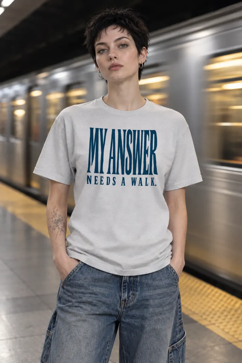 "My Answer Needs a Walk" Heavyweight Unisex Crewneck T-shirt
