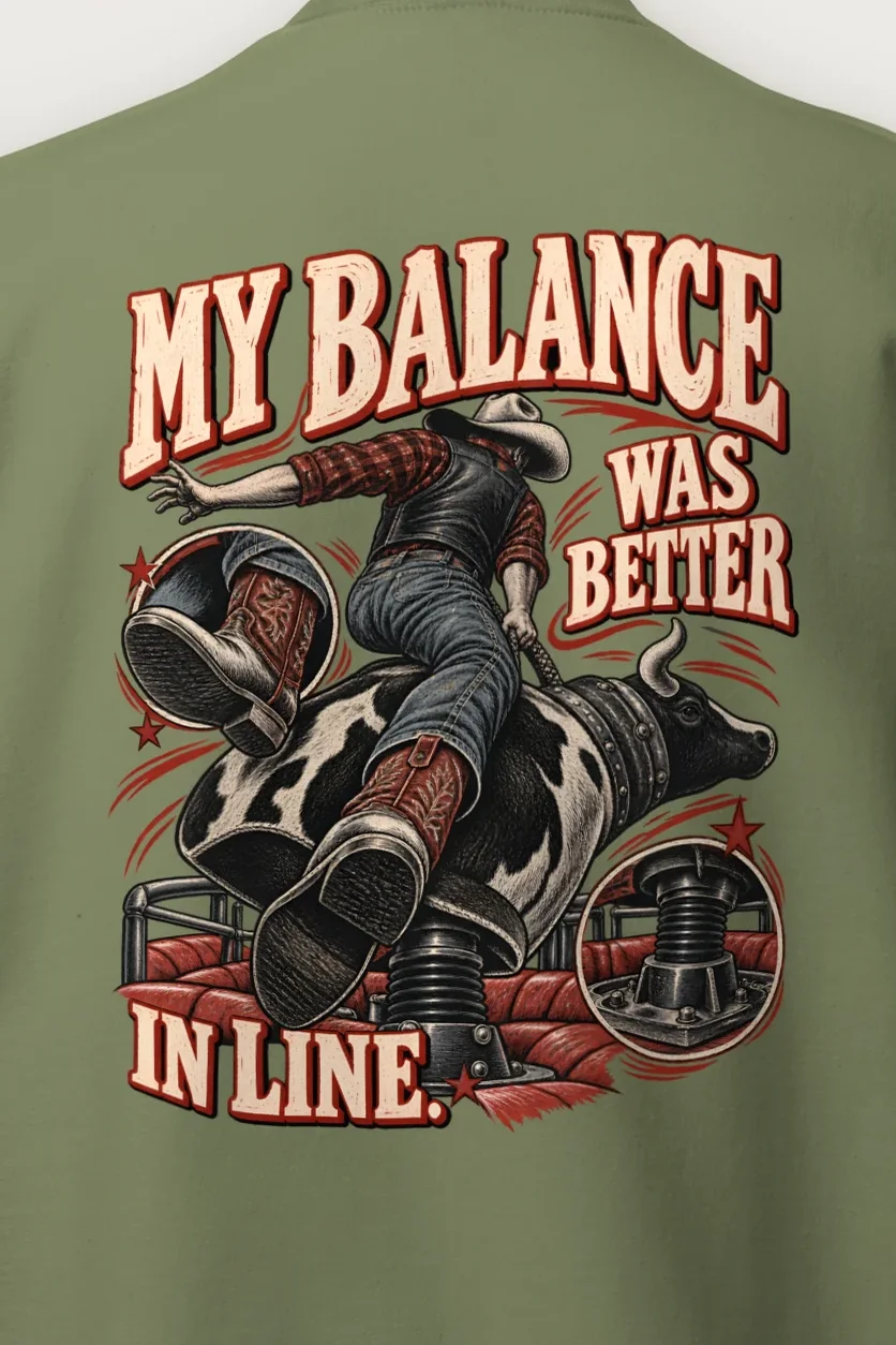 "My Balance Was Better in Line" Heavy Blend Unisex Crewneck Sweatshirt - the graphic up close