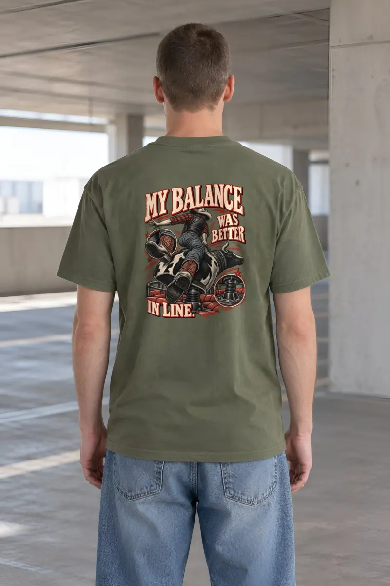 “My Balance Was Better in Line” Heavyweight Unisex Crewneck T-shirt